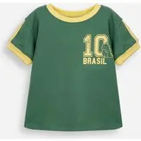 camiseta infantil de algodão manga curta brasil amarela
