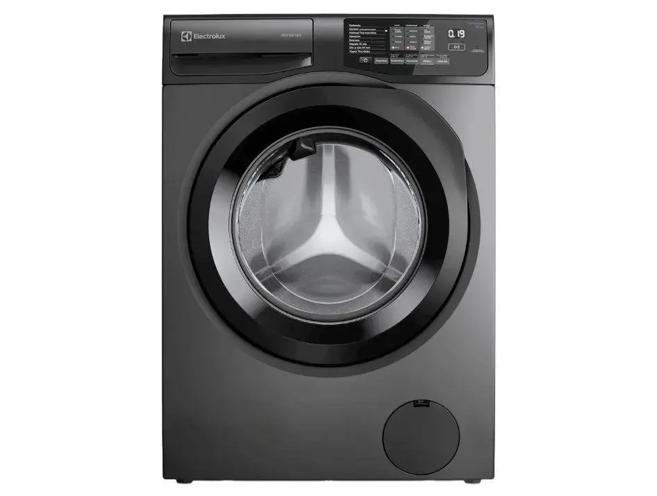Lavadora de Roupas Electrolux Inverter 12kg Cesto Inox 8 Programas de Lavagem Água Quente Cinza Ônix LFC12 - 220V
