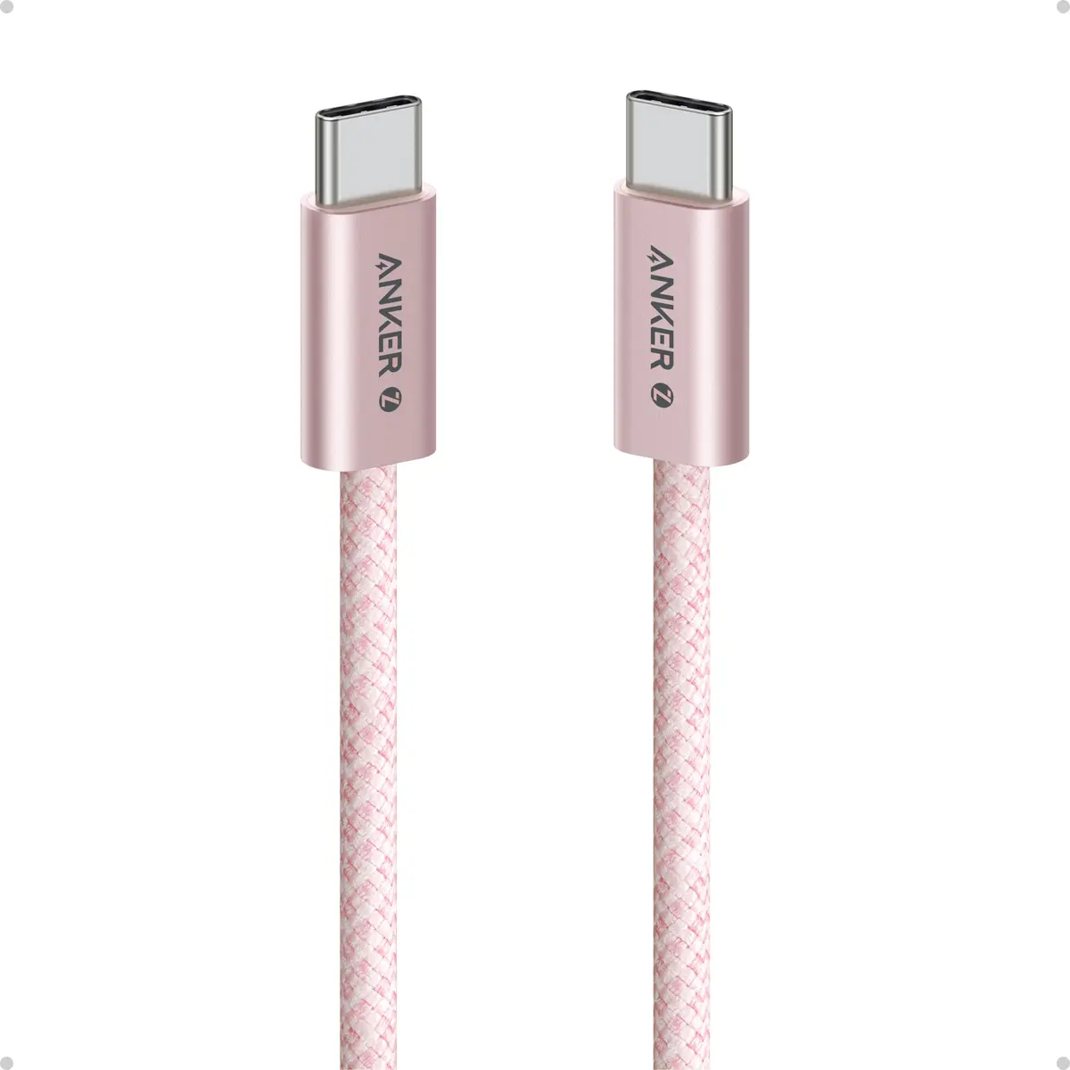 Anker Zolo Cabo USB-C para USB-C, 240W de Carregamento Rápido (Tipo C, 1 m) | Trançado e Livre de Sujeira, Conector Fino, para iPhone 18/17/16/15, Samsung, Xiaomi, MacBook, iPad, Tablet, Kindle, Rosa