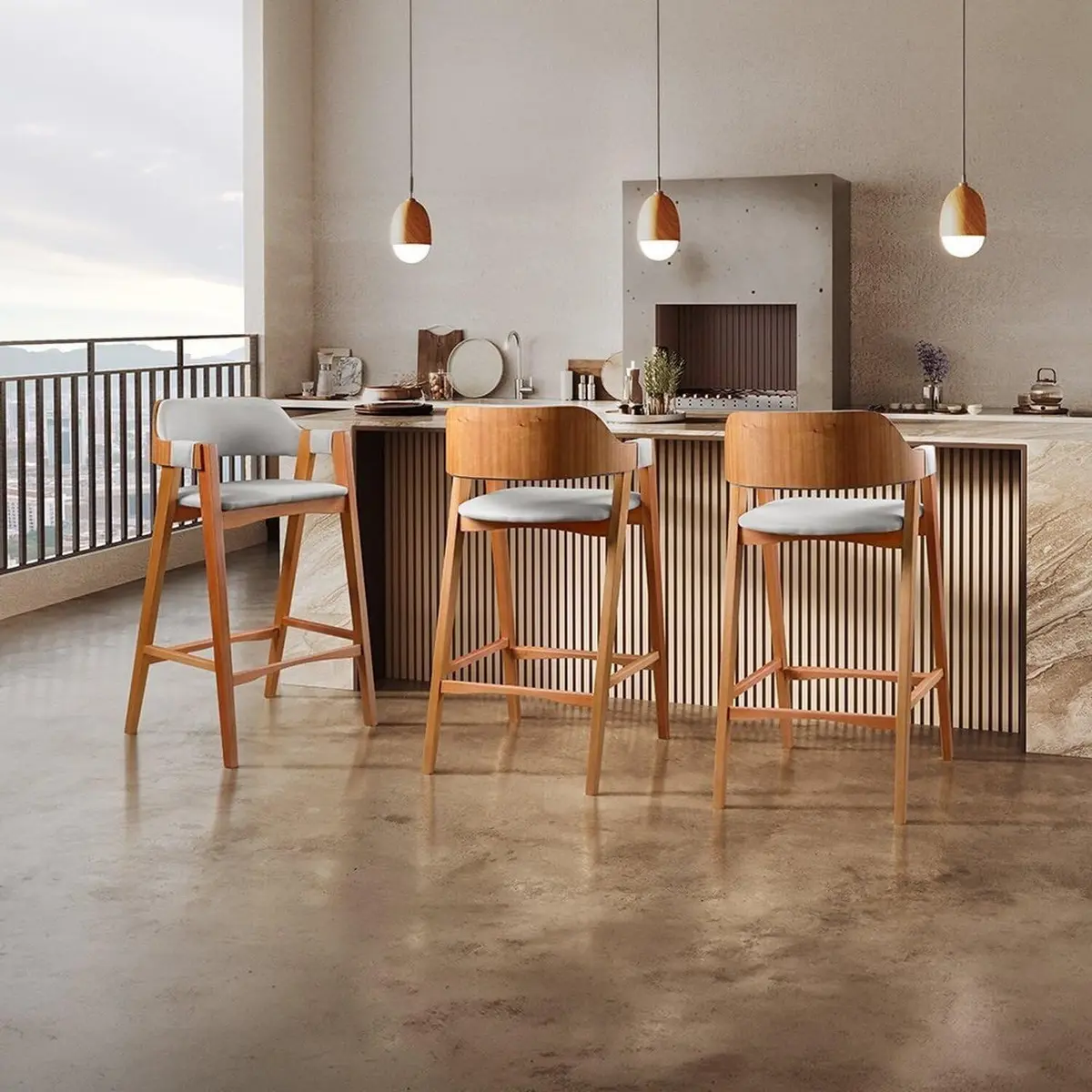 Banqueta Gaia para Cozinha e Área Gourmet Cinza Cinza