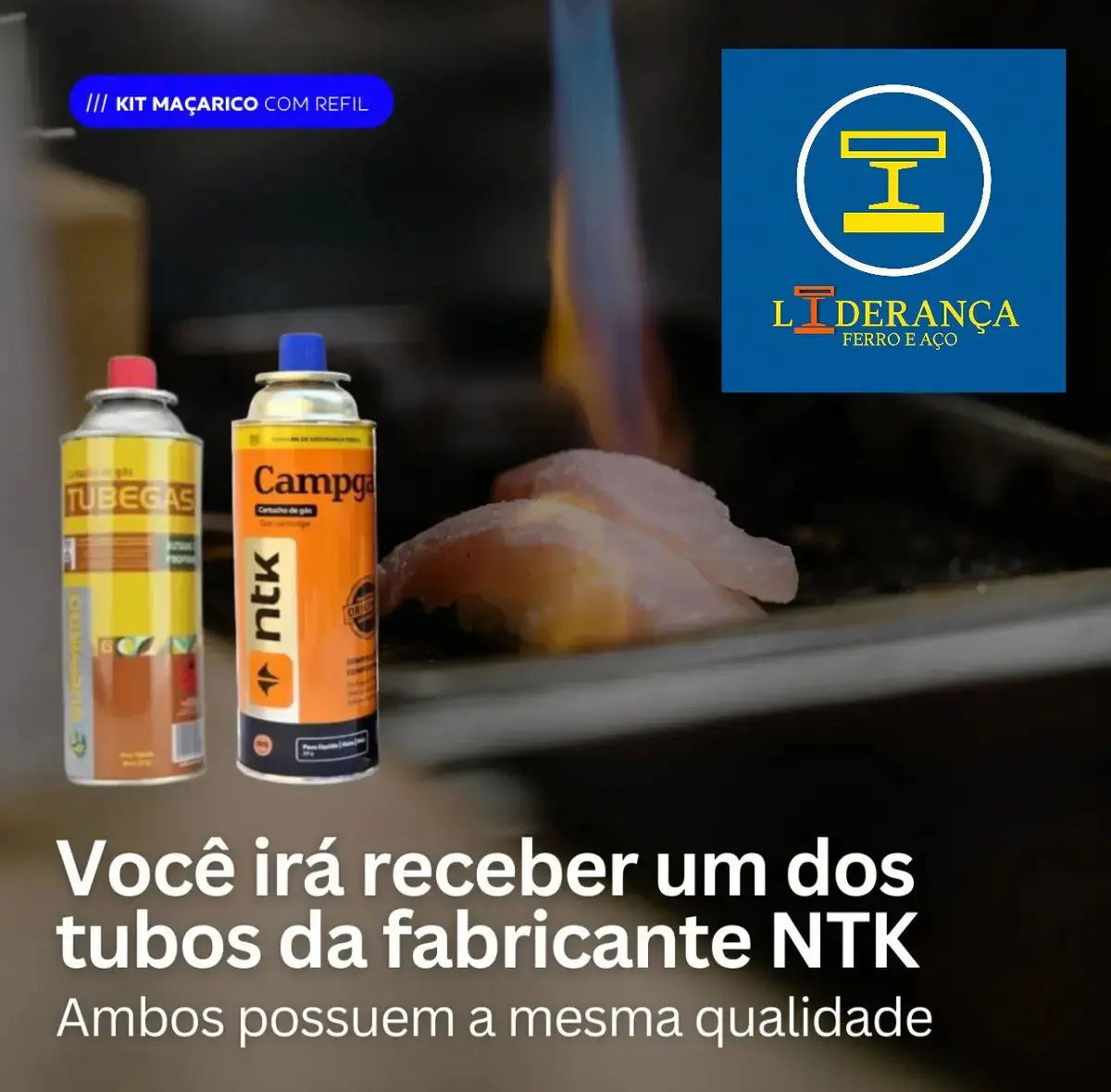Maçarico Profissional Universal Multiuso Gourmet Portátil Com Regulagem De Chamas Kit Completo Com 3 Refil Para Chef De Cozinha Confeiteiro Flambar Solda Marca - Liderança Ferro E Aço thumbnail 6