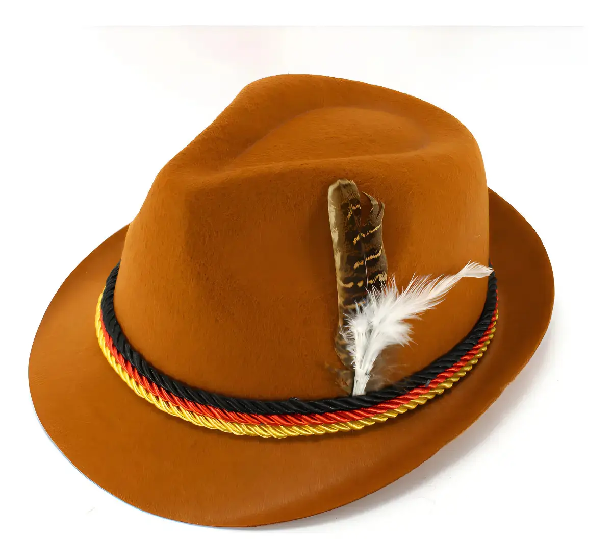 Chapéu Alemão C/ Pluma Oktoberfest Carnaval Festa Fantasia Cor Marrom