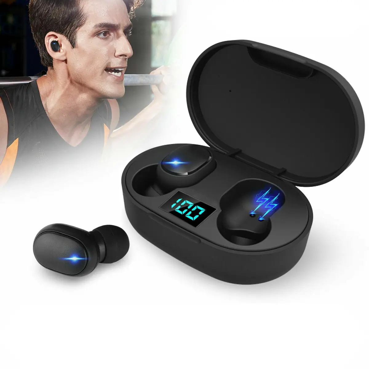 Fone de Ouvido Bluetooth 5.1 Sem Fio Wireless Para Celular Android iOS iPhone Headset Estéreo Microfone Cancelamento Ruído Resistente Água Esportivo Academia Corrida Caminhada PC Som HD 10CLICK®