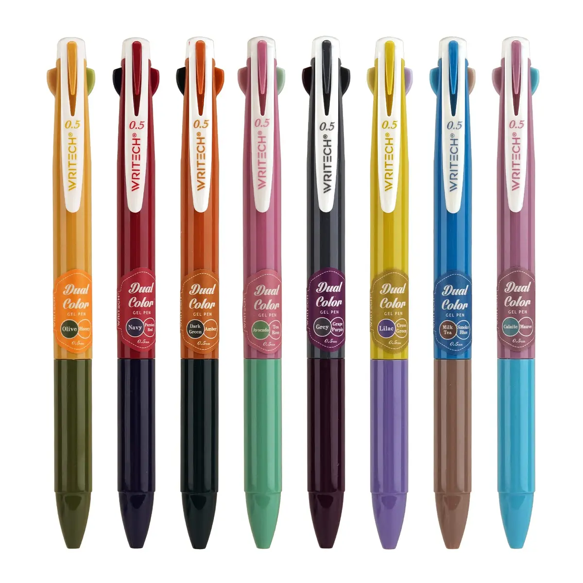 WRITECH Canetas de tinta de gel retráteis: caneta colorida colorida 2 em 1 multicolorida, cores sortidas, 8 quilates, ponta extrafina, 0,5 mm, diário, anotações, anotações, coloração, sem manchas e
