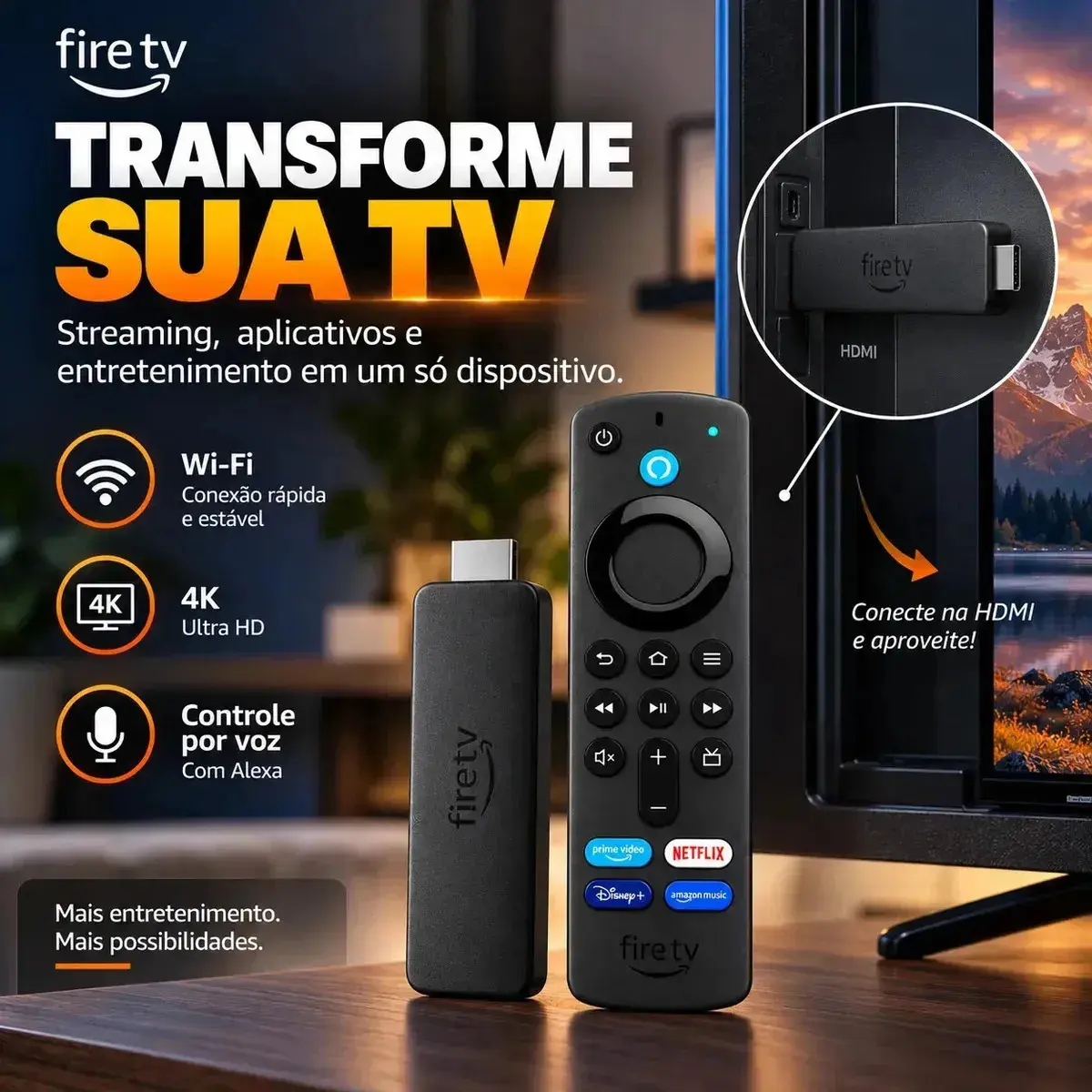 Amazon Fire TV Stick 4K 8GB preto com 1.5GB de memória RAM thumbnail 6