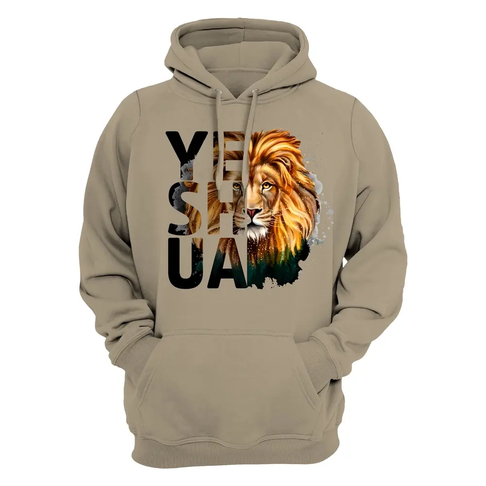Moletom Canguru Cristão em Alta Qualidade Estampado YESHUA LEAO DE JUDA Blusa de Frio Religioso - 1