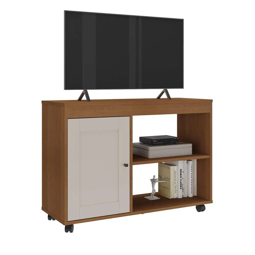 Artely Rack Sampa para TV 42" com Rodízios e 1 Porta, Cinamomo/Off White
