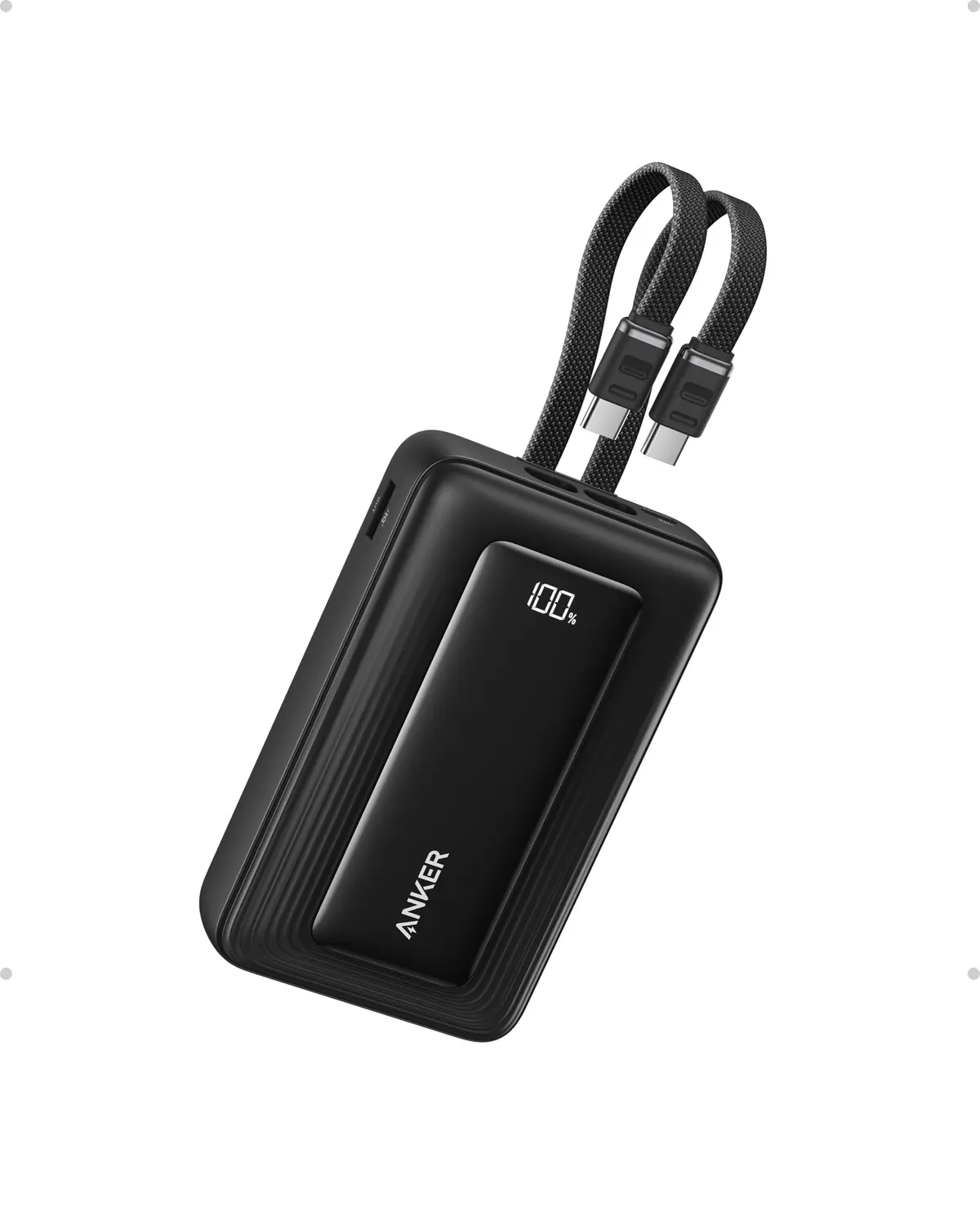 Anker Zolo Power Bank 20.000mAh, Turbo até 45W, Carregador Portátil | Carregamento Rápido, Cabos USB-C Duplos Integrados, para iPhone 18/17/16/15,Samsung,Xiaomi,Motorola,iPad, MacBook Air, Preto