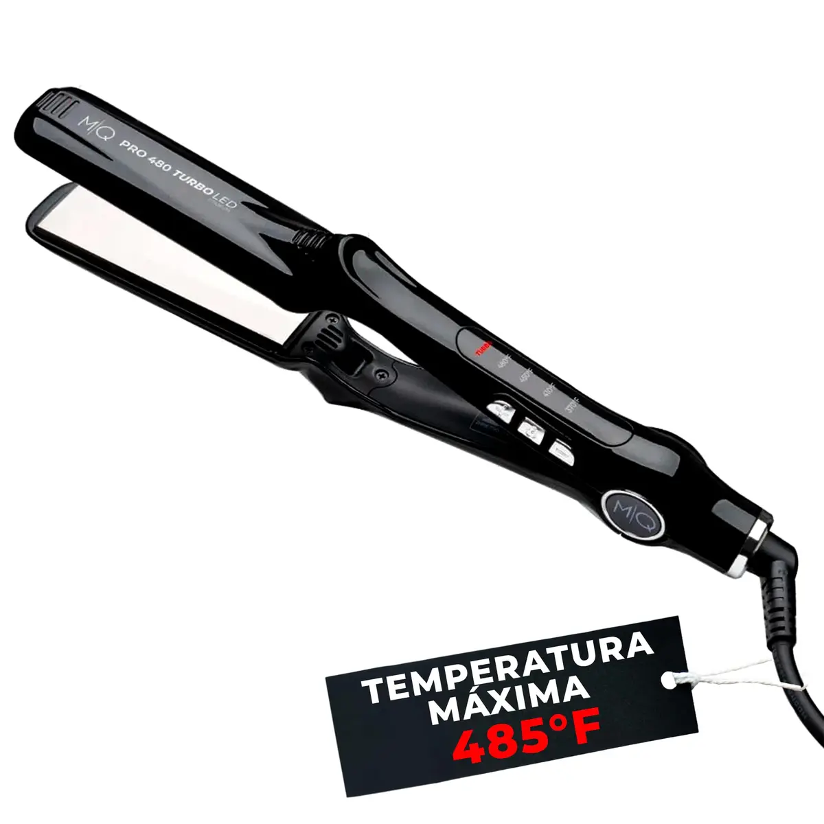 MQ HAIR - Chapinha Profissional de Titânio 485°F Turbo - Bivolt, Design Anatômico, Ultra Suave, Efeito Espelho - 3 Passagens Necessárias, Alisamento Perfeito - Controle Seguro de Aquecimento - Preto