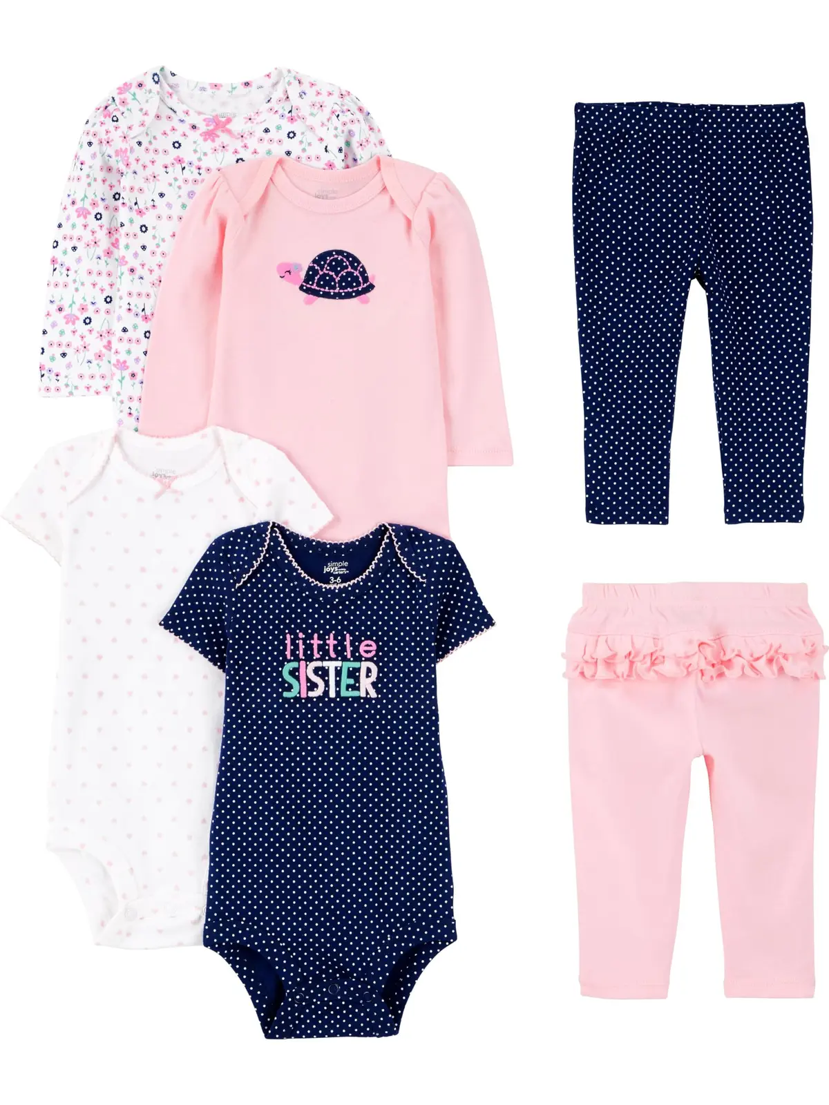 Conjunto de calças Conjunto de 6 bodies (manga curta e longa) e calça Simple Joys by Carter'sMeninas