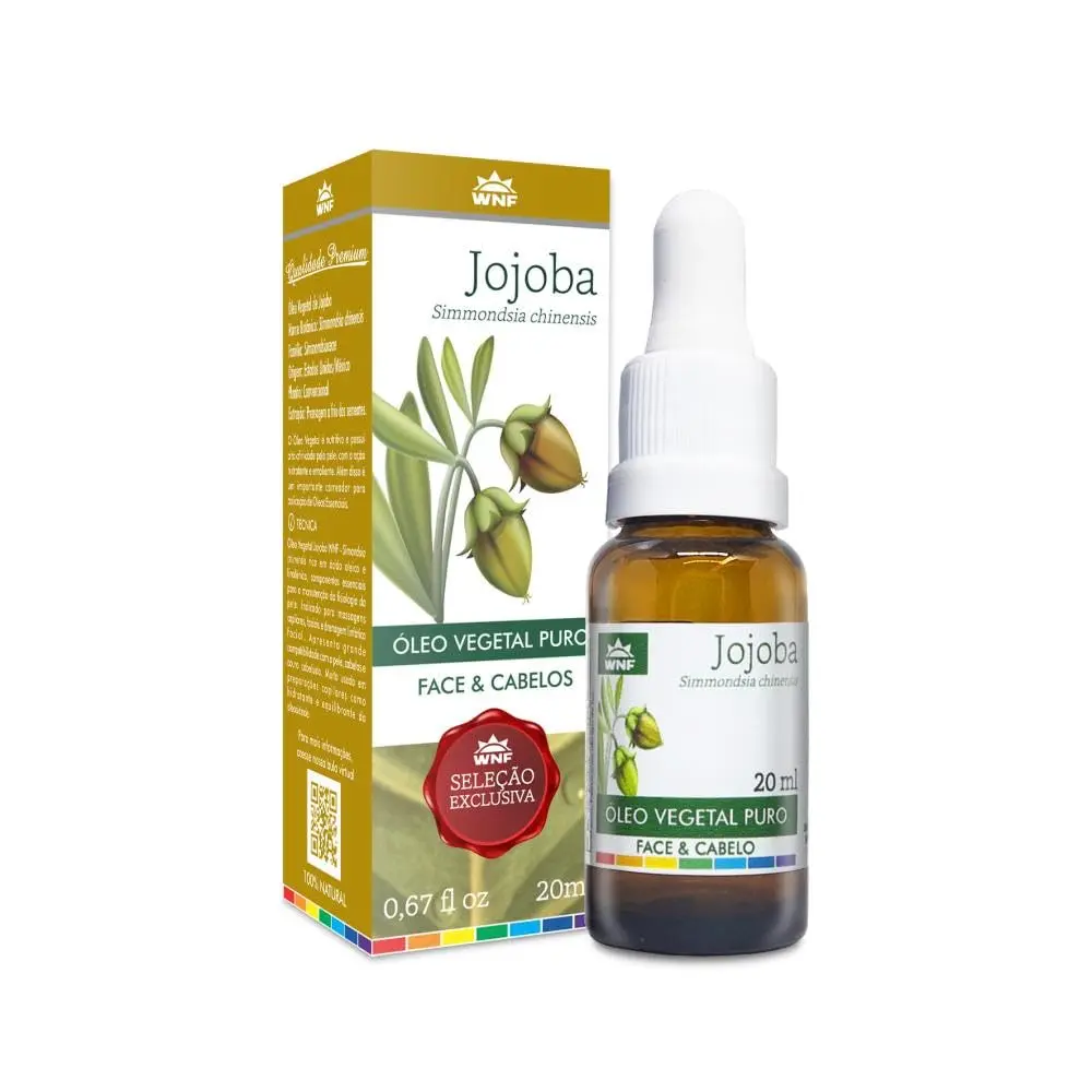Óleo Vegetal Jojoba 20 Ml WNF | Óleo Vegetal de Jojoba WNF trás Equilíbrio e Hidratação Natural para Pele e Cabelos