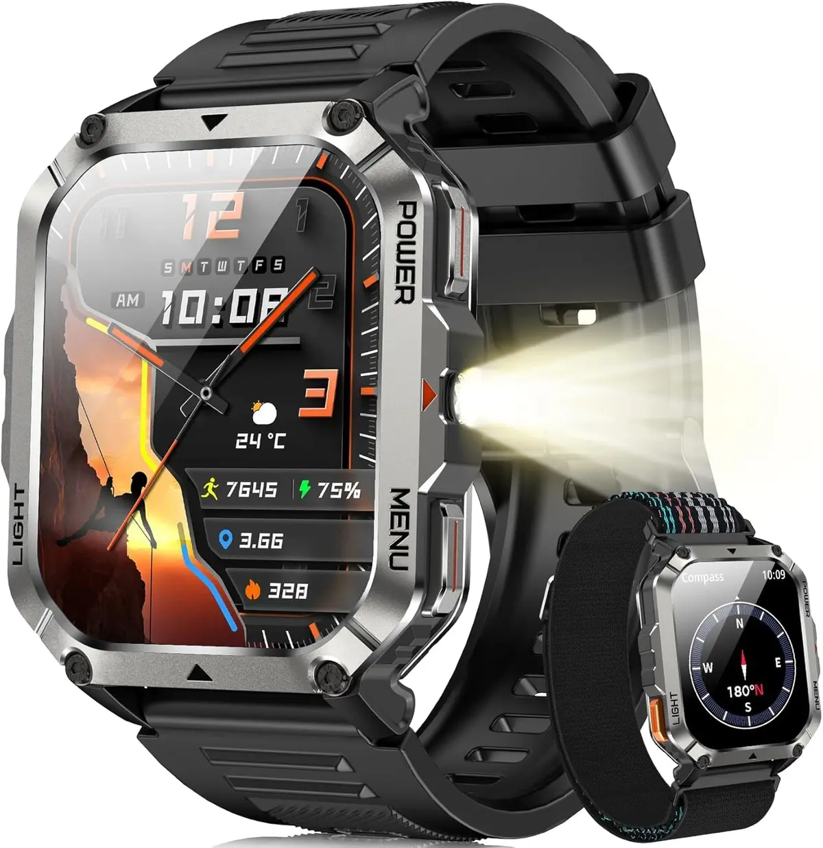 Blackview Smartwatch Militar com Chamadas Bluetooth - Relógio Fitness à Prova d'Água IP68, 100+ Modos Esportivos, Tela HD 1.85", 2 Pulseiras - Compatível Android/iPhone