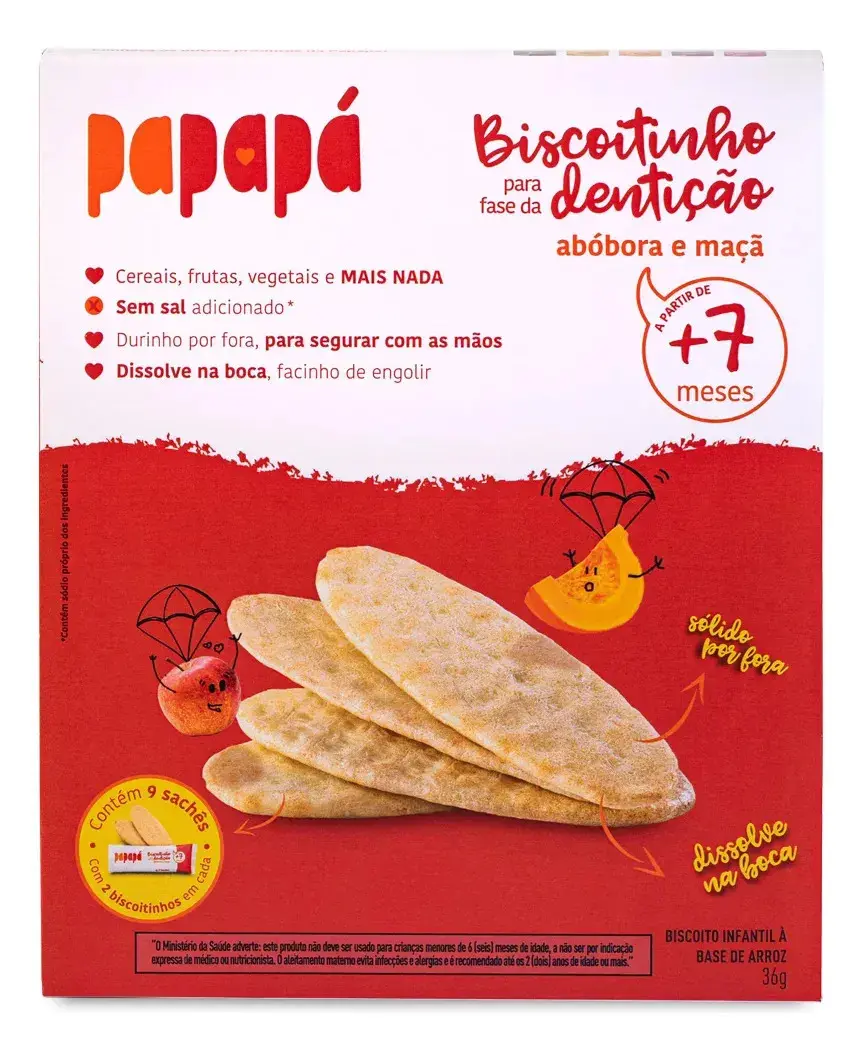 Biscoito Papapá Crocante Abóbora e Maçã Sem Glúten 36g