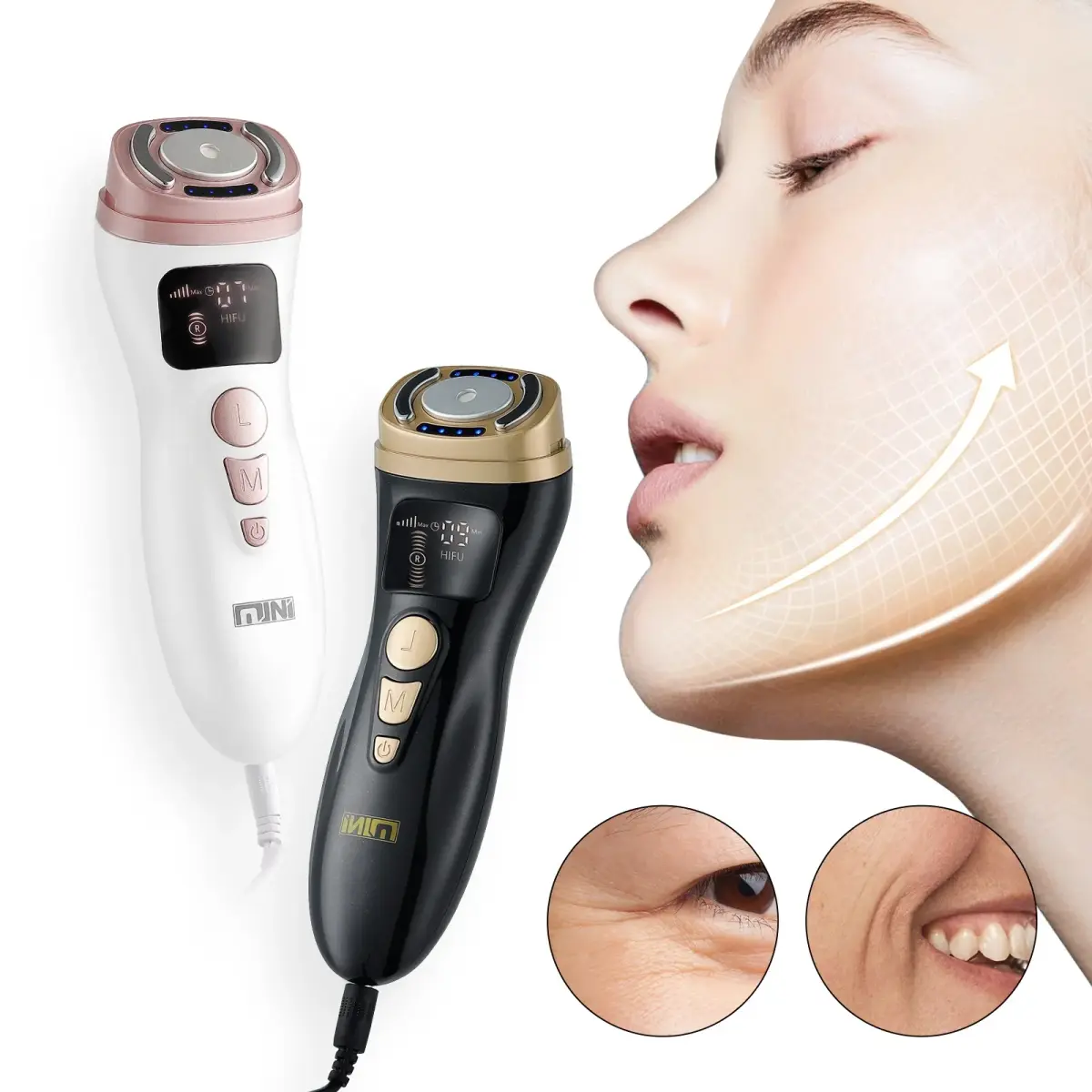 Mini máquina hifu ultrassônica rf ems hifu, dispositivo de aperto da pele para levantamento facial, queixo, pescoço, olho, massageador antirrugas, uso doméstico