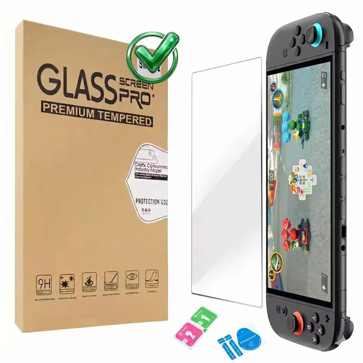 Película de Vidro Temperado para Nintendo Switch 2 com Aplicadores | Proteção 9H, 0,33 mm, bordas 2.5D, toque sensível e resistência a arranhões