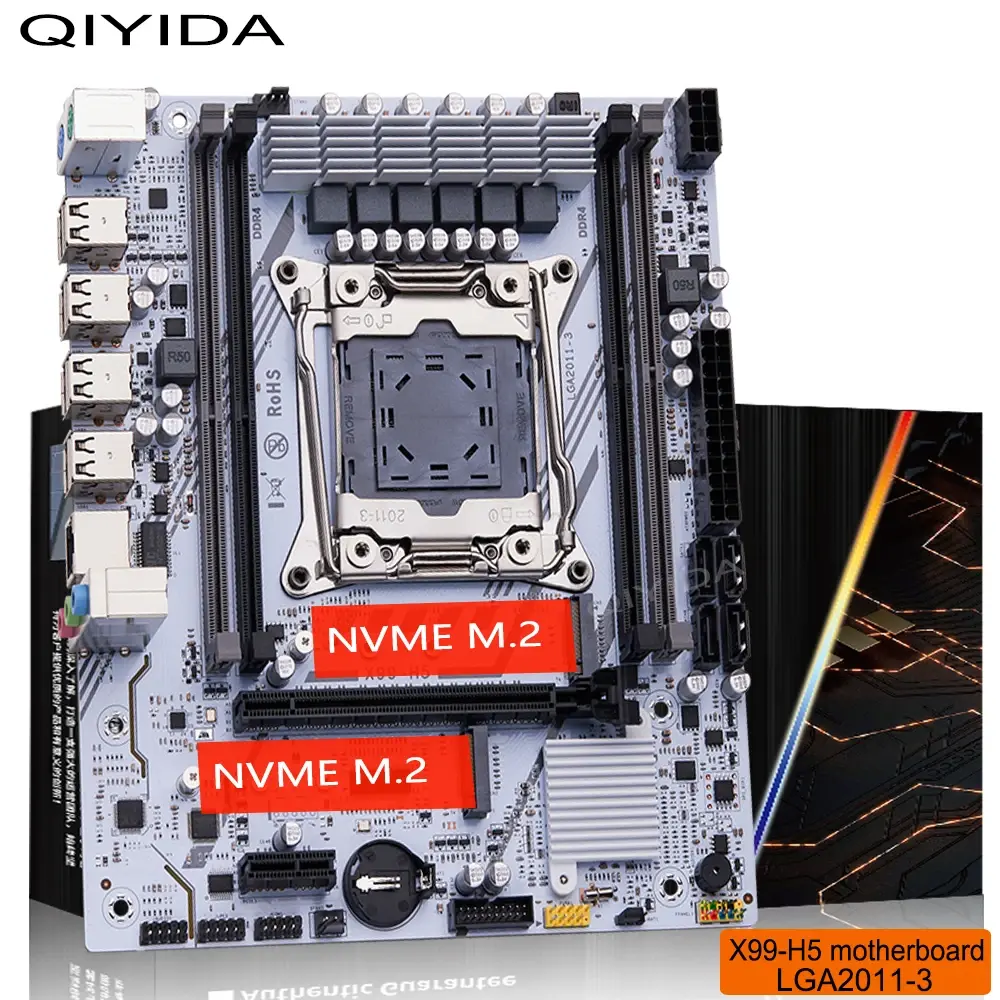 Placa-mãe QIYIDA X99 LGA 2011 3 Xeon CPU E5 V3 V4 DDR4 RAM NVME M.2 PCI3.0 16X SATA M-ATX - 1