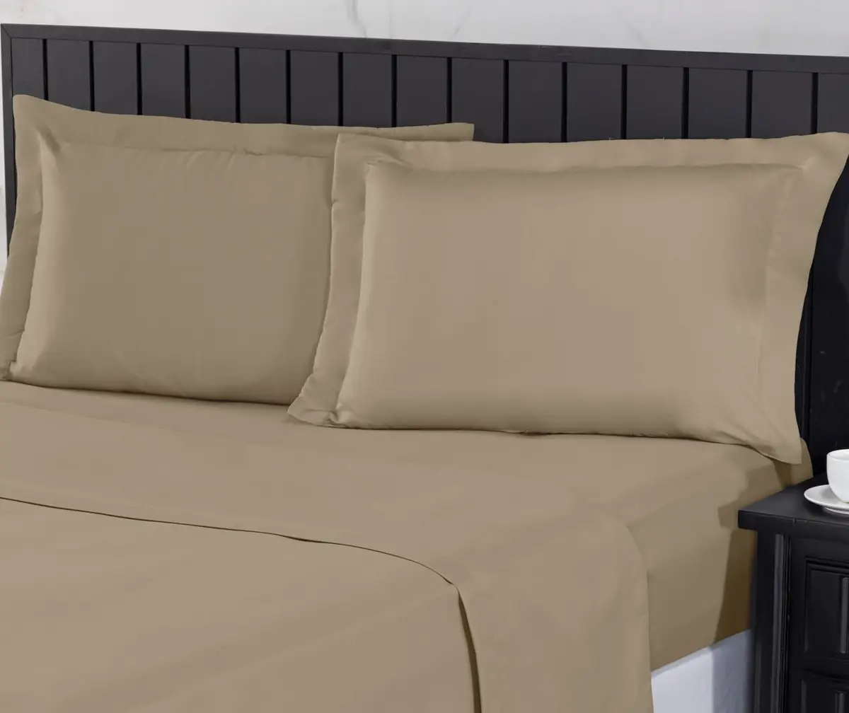 Jogo de Cama 400 Fios Percal Com Lençol de Cima e Aba Americana, Antiácaro, Anti-pilling com Toque Macio Elástico Hotel (Fendi, King) - 1