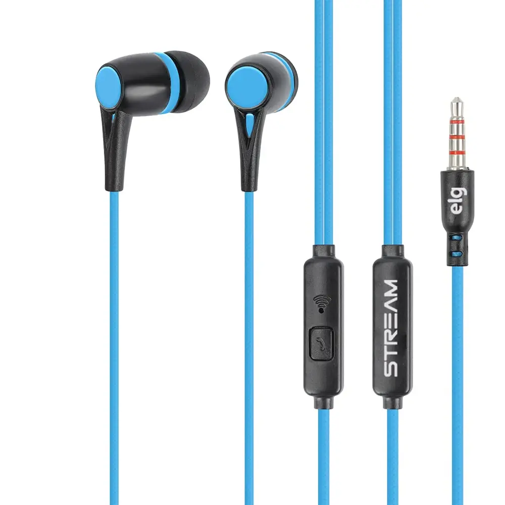 Fone de Ouvido Intra-Auricular com Microfone Graves Marcantes, Sons Cristalinos e de Alta Definição Azul/Preto - STR05BK ELG