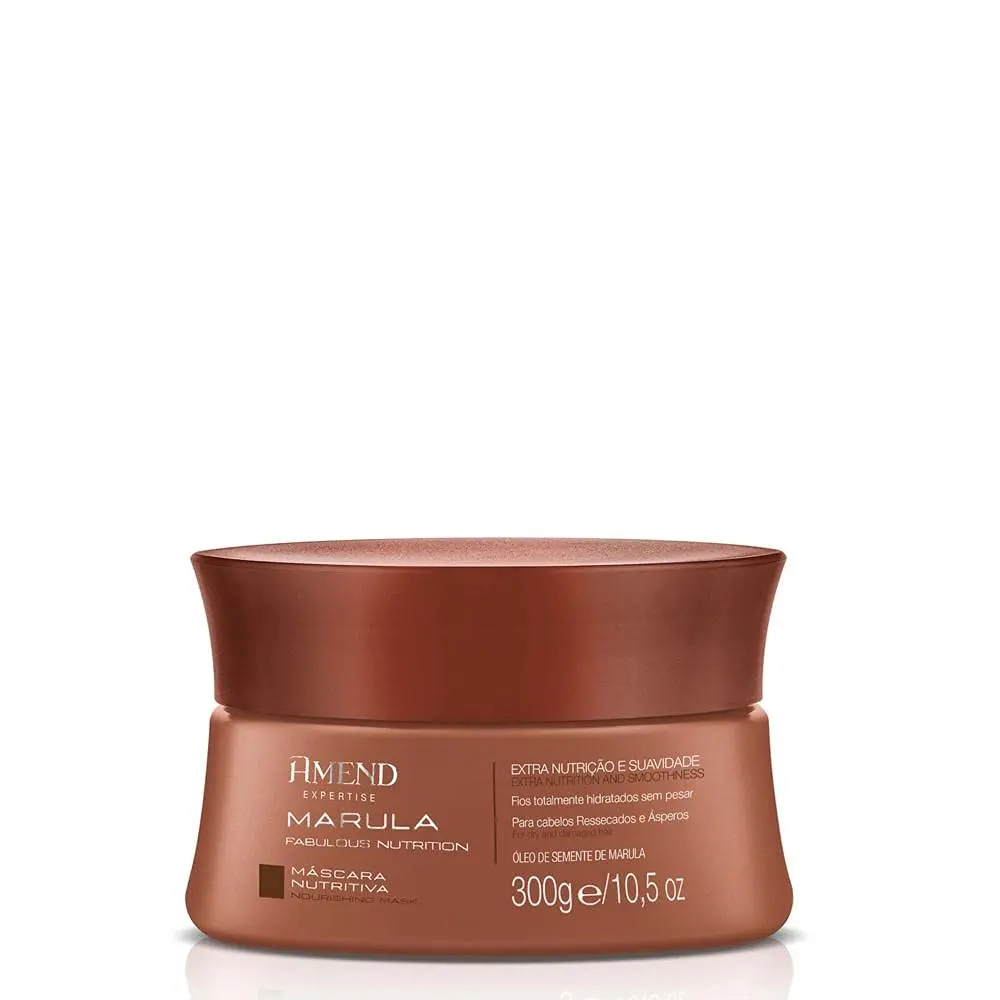 Máscara Nutritiva com Óleo de Marula 300g | Amend Marula Fabulous Nutrition | Previne pontas duplas, desembaraça com facilidade e retém a hidratação.