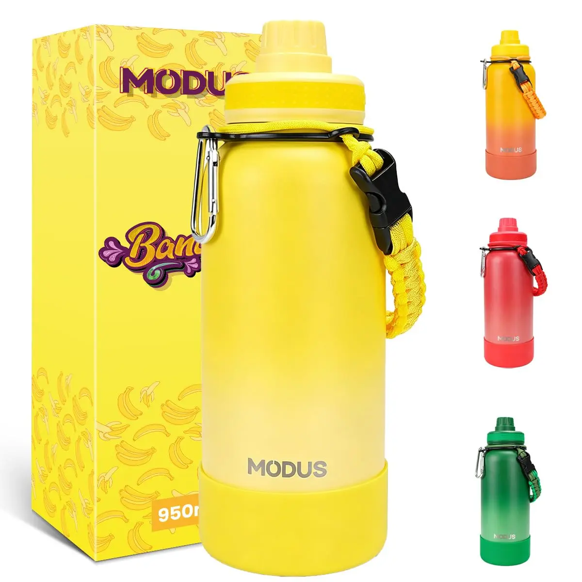 Garrafa Térmica 950ml Esportiva de Aço Inoxidável | com Isolamento a Vácuo e Base Emborrachada (Gradiente Amarelo) - 1