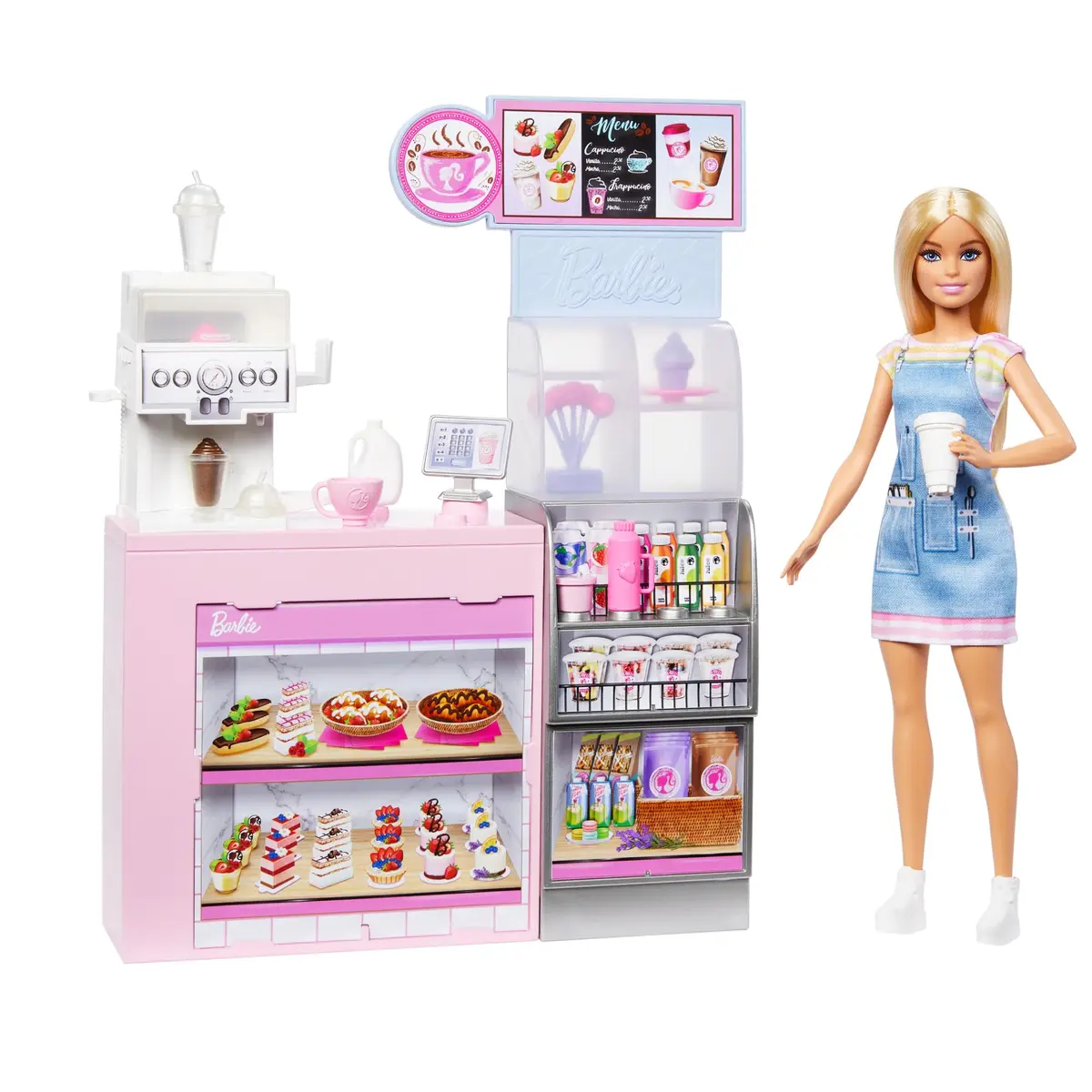 Barbie Profissões, Conjunto de Brinquedo Cafeteria com 1 Boneca e +10 Peças, para crianças a partir de 3 anos - 1