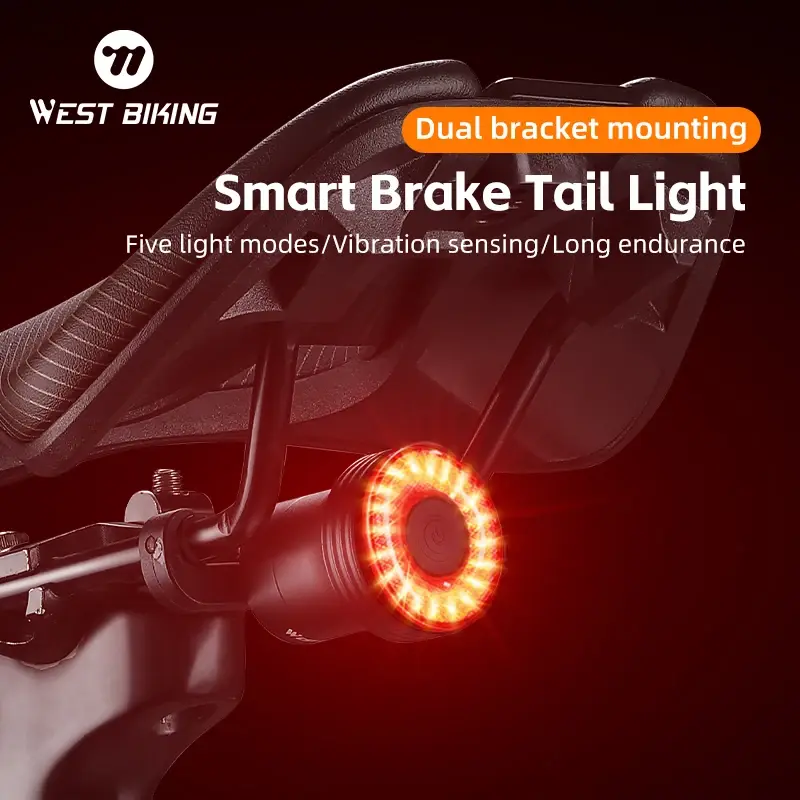 West biking luz traseira da bicicleta de detecção inteligente mtb luz traseira da bicicleta de estrada ipx6 à prova dwaterproof água tipo-c carregamento lanterna traseira acessório de ciclismo