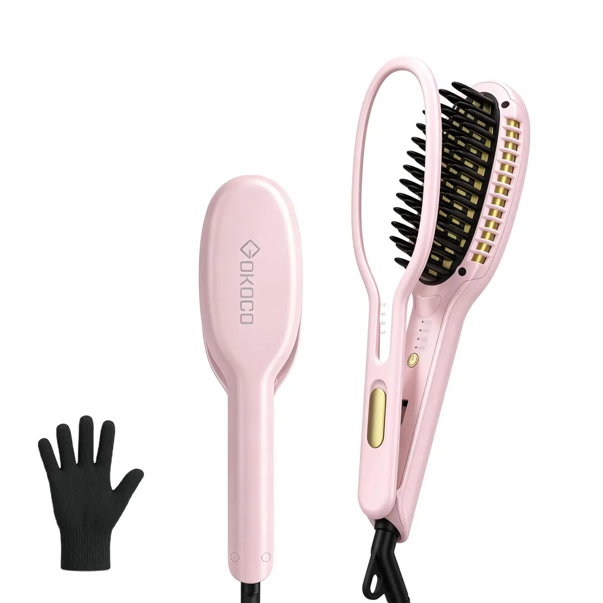 GOKOCO Escova Alisadora Iônica,GD040 Pente de modelagem multifuncional,Alisador de Cabelo com Revestimento Cerâmico,4 Temperaturas,Tecnologia avançada de íons negativos antifrizz,Aquecimento Rápido Rosa