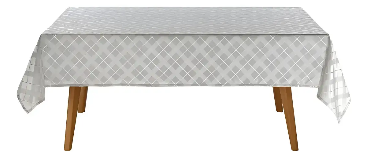 Toalha De Mesa 1,60m X 2,70m Jacquard Requinte Cinza Lisa