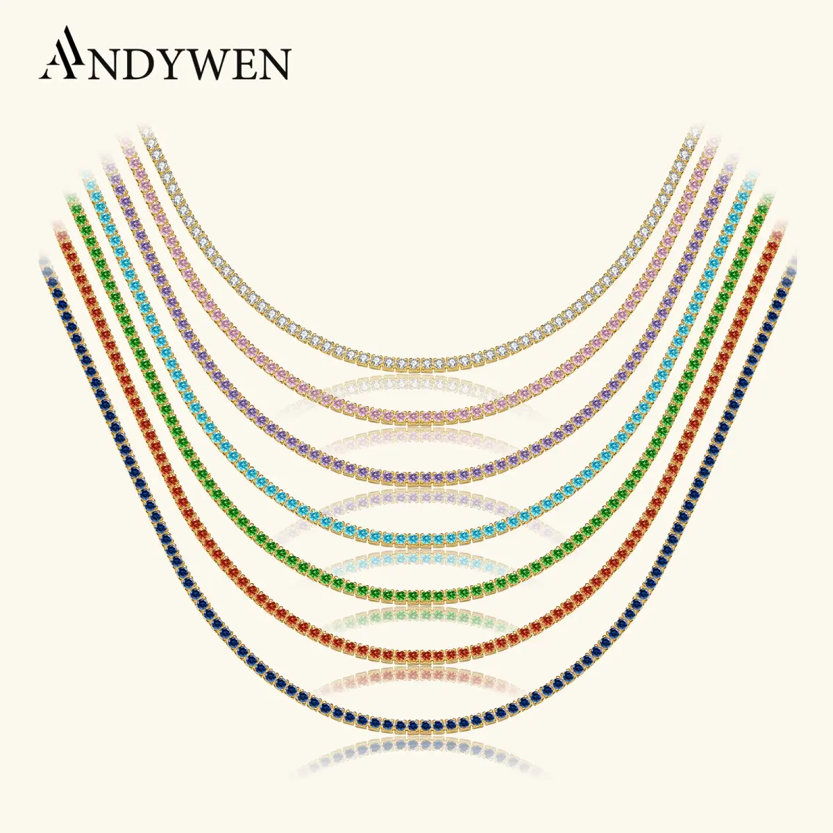 ANDYWEN Colar de Corrente Longa com Pingente de Zircônia em Prata Esterlina 925 de 1.5mm, Joia Fina de Moda Rock Punk, Presente para Casamento e Festa