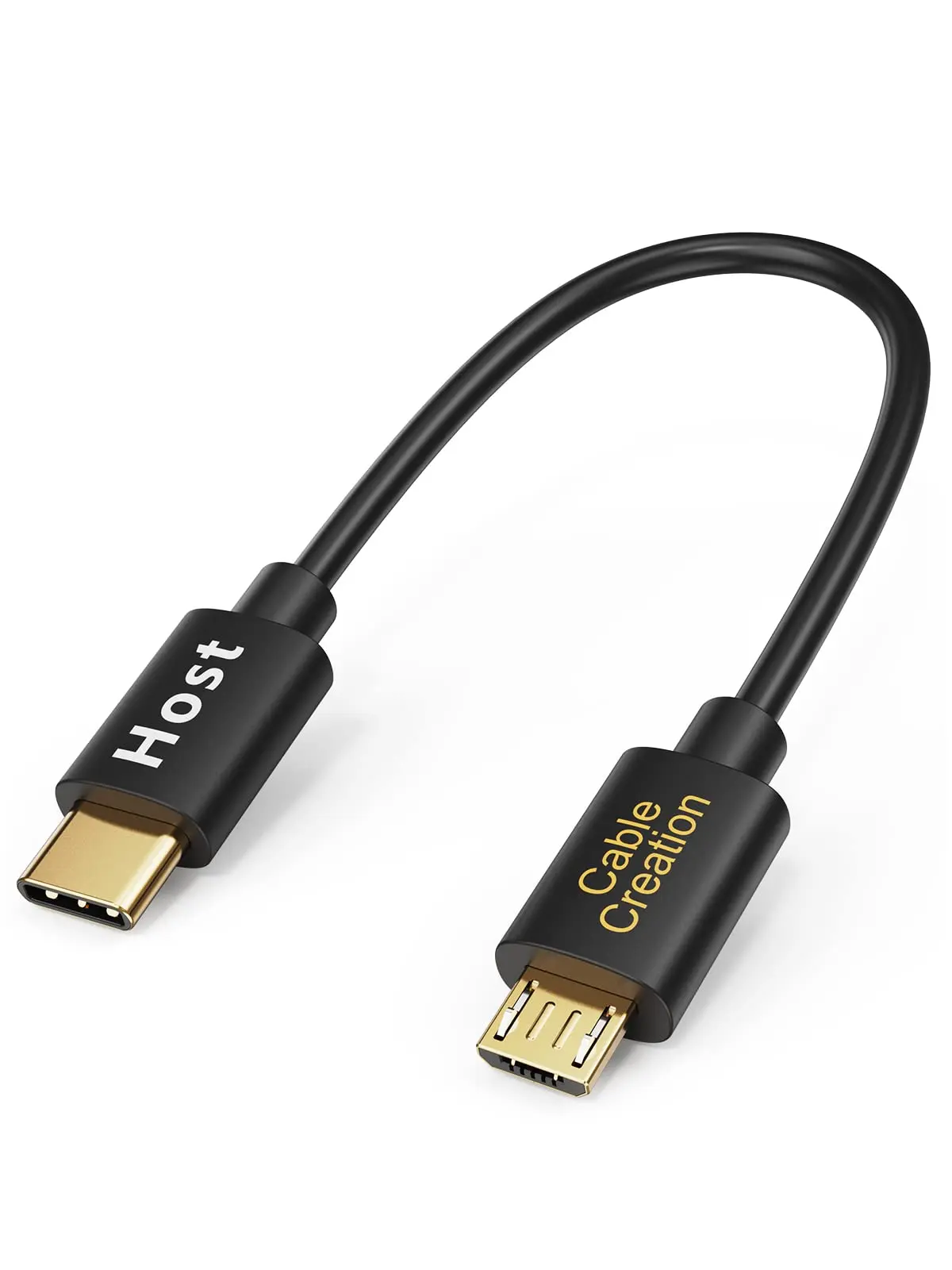 CableCreation Cabo USB-C para Micro USB curto de 0,2 metros, OTG 480Mbps | Cabo USB-C para Micro USB para MacBook Pro Air, Galaxy S22 S21, Pixel 5/4/3 e outros, preto - 1