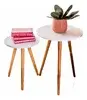 Kelan Kit Com 2 Mesas Redonda Retro Apoio Decorativa Porta Livros Blanco - 1