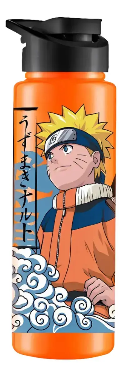 Garrafa Agua Squeze 750 Ml Novidade Naruto Anime Bpa Free Cor Laranja