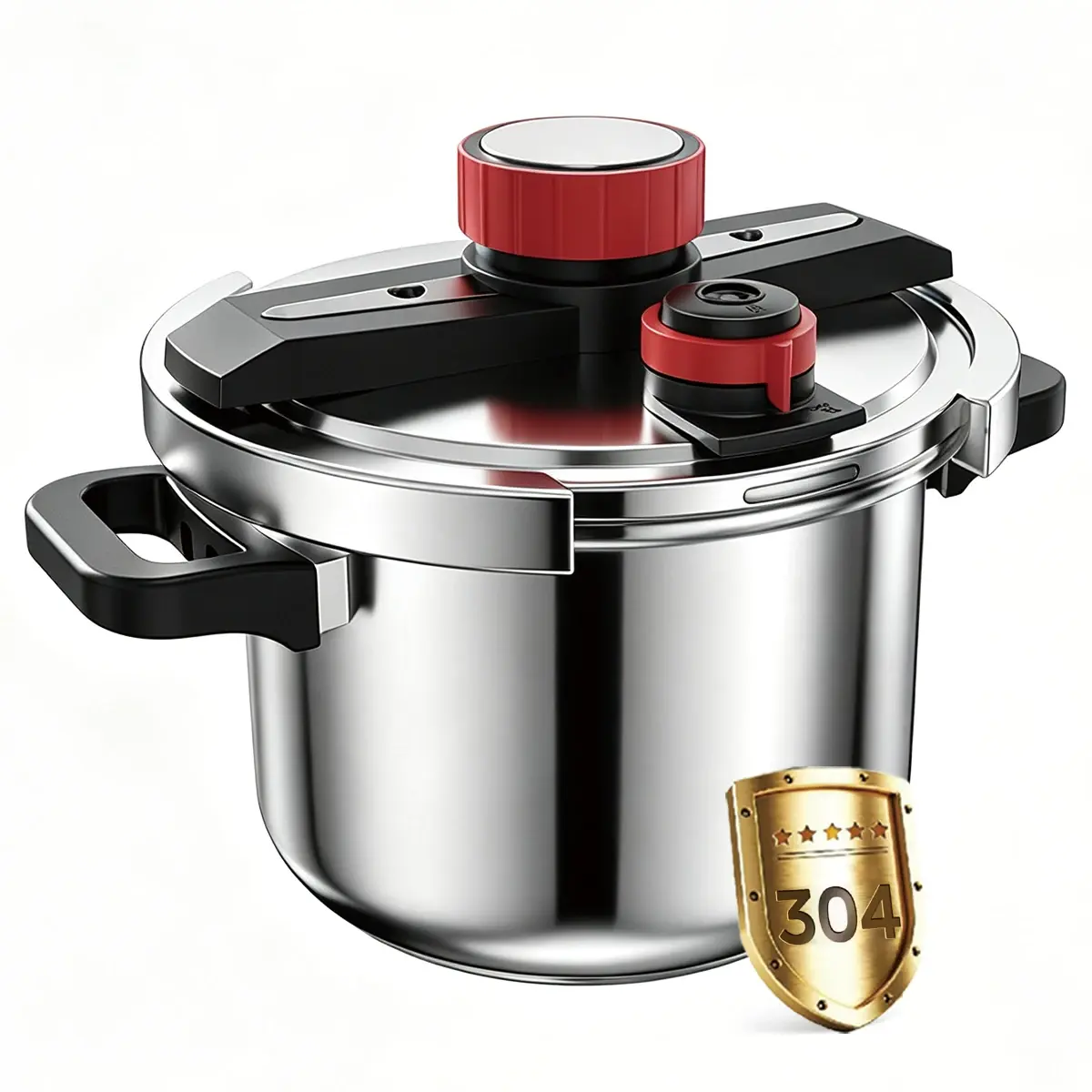 Panela de Pressão em Aço Inoxidável 304, 4L/10L, com Travamento Seguro de Uma Mão, Sistema de Travamento Robusto, Panela Multiuso para Fogão a Gás e Indução - 1