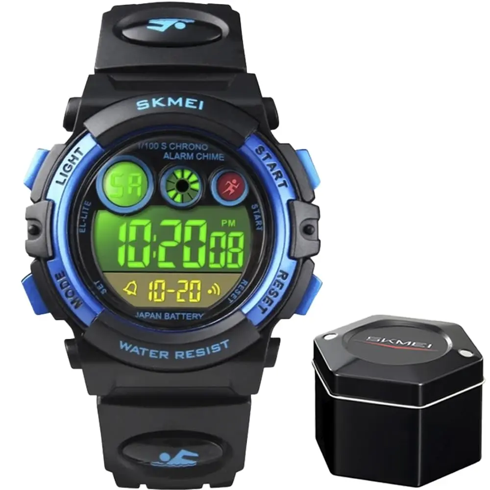 Relógio Infantil Sk 1451 A Prova D'Água 30m Meninos Digital Juvenil Crianças Preto
