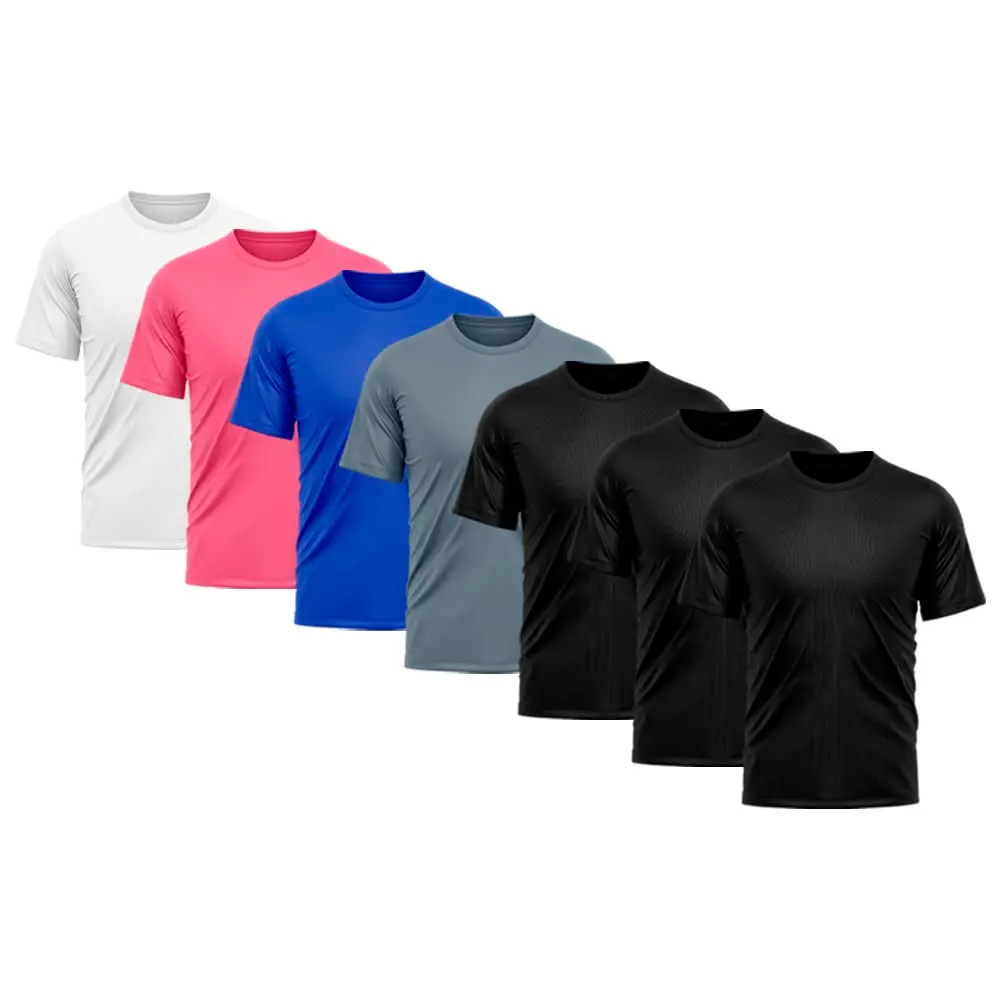 Kit 7 Camisetas Masculina Proteção Solar UV Lisa Treino Camisa - 1