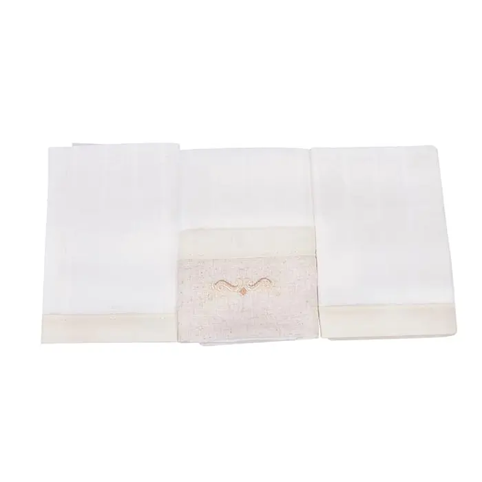 Pano de Boca Bordado Nature, Bege, 30x30 cm, Pack com 3 Unidades