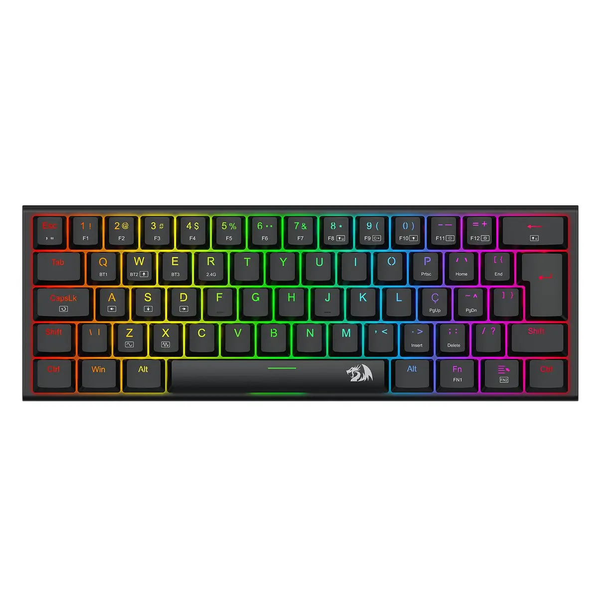 Redragon Teclado Mecânico Gamer Anivia Pro 60% RGB Bluetooth USB-C 2.4GHz Switch Marrom Low Profile ABNT2 Preto - K614RGB-PRO PT-Brown