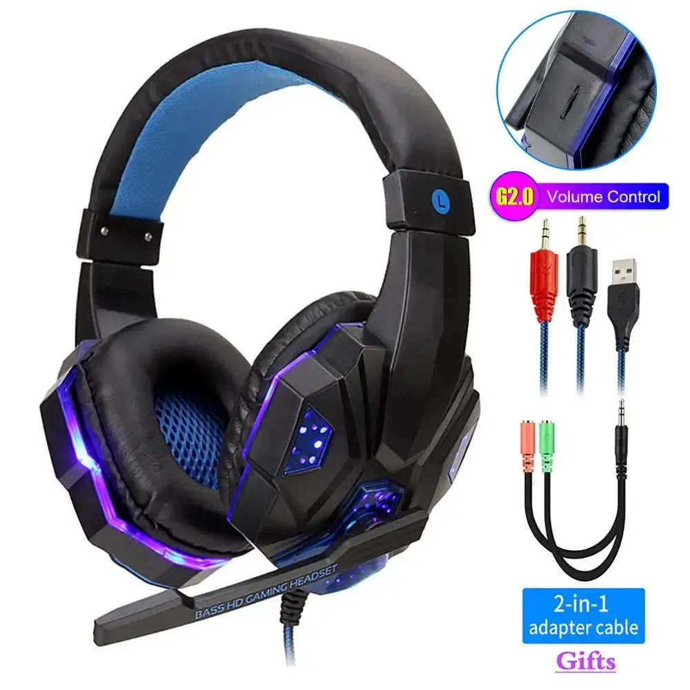 fone gamer Profissional auriculares gamer luz led gaming fones de ouvido gamer para computador ps4 ajustável baixo estéreo pc gamer wired headset masculino presentes dos namorados fifa 21