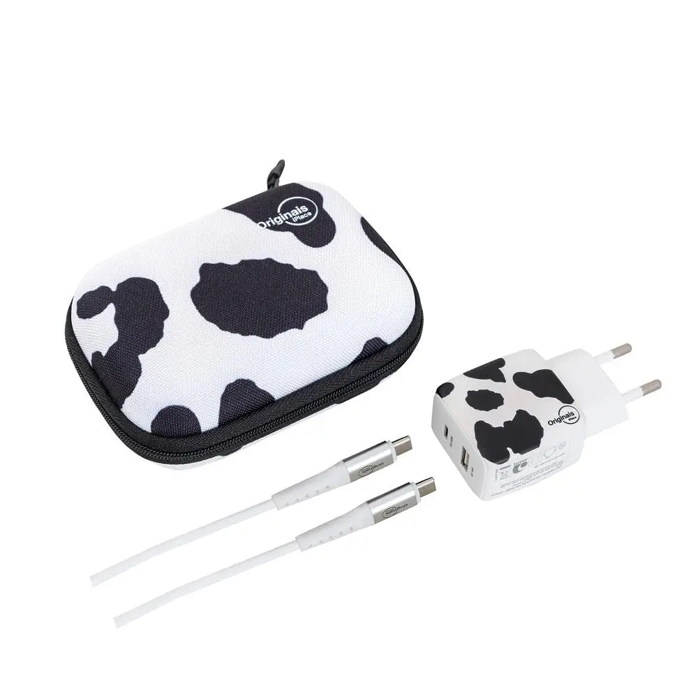 Carregador e Cabo com Case - Cow Animal Print Usb-c 30w Originais Iplace