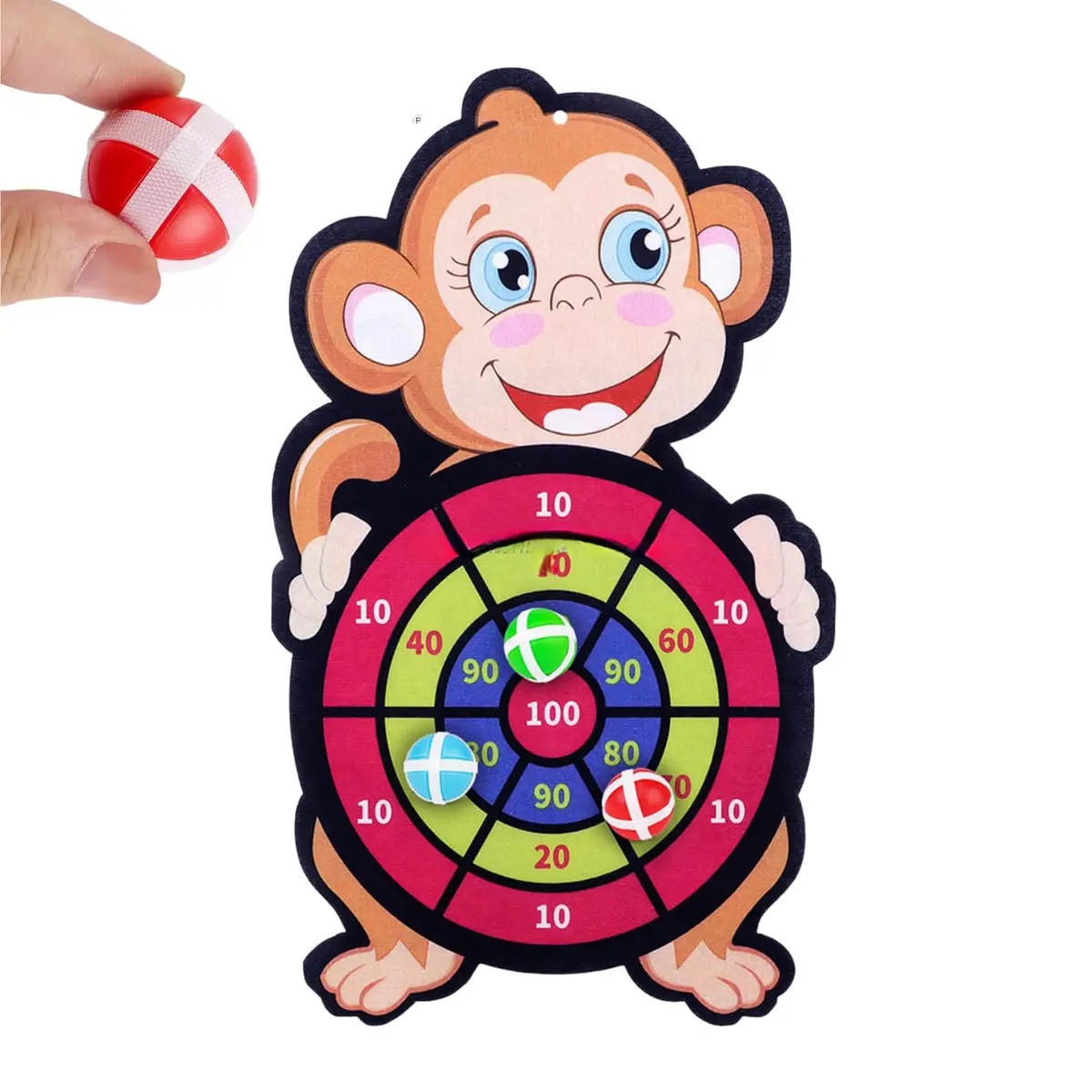 Alvo Infantil com Bolinhas que Grudam | Jogo de Arremesso | 3 Bolinhas inclusas - Painel em Feltro - Com Gancho Autoadesivo