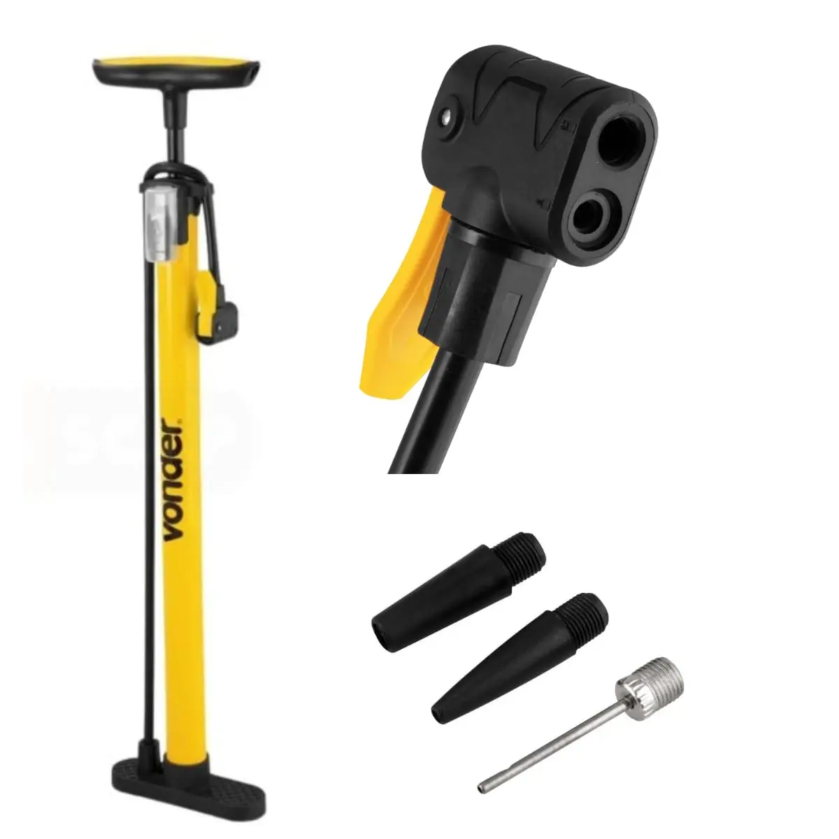 Bomba De Ar Manual Para Encher Pneus Carro Moto Bike BP050 - Vonder - Amarelo