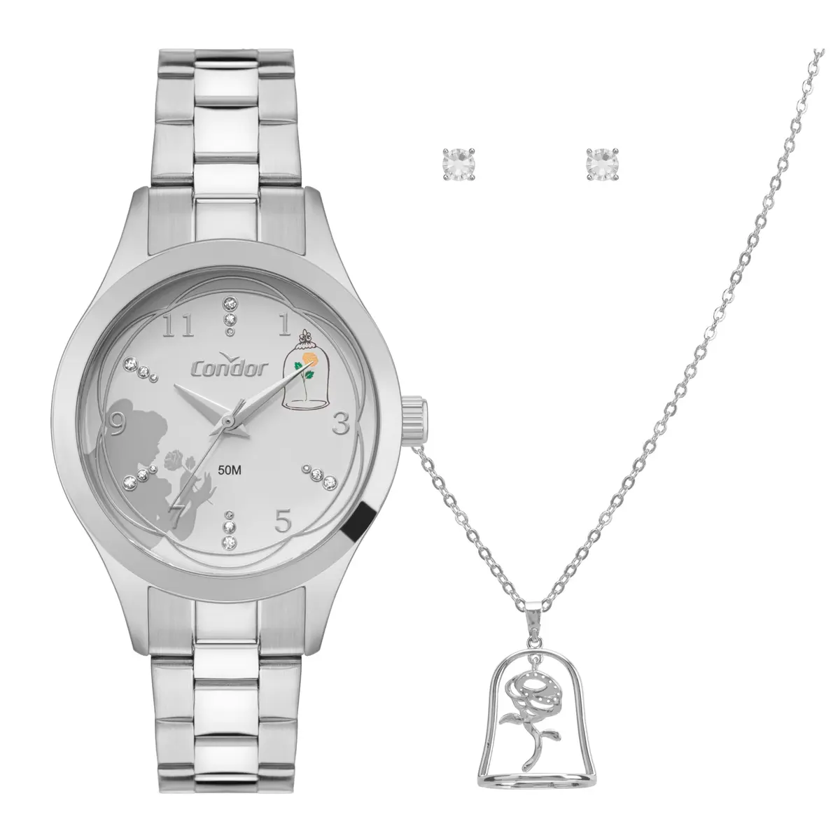 Condor - Kit Relógio Feminino Mimos E Sutilezas Prata - CO2035NMZ/K4K