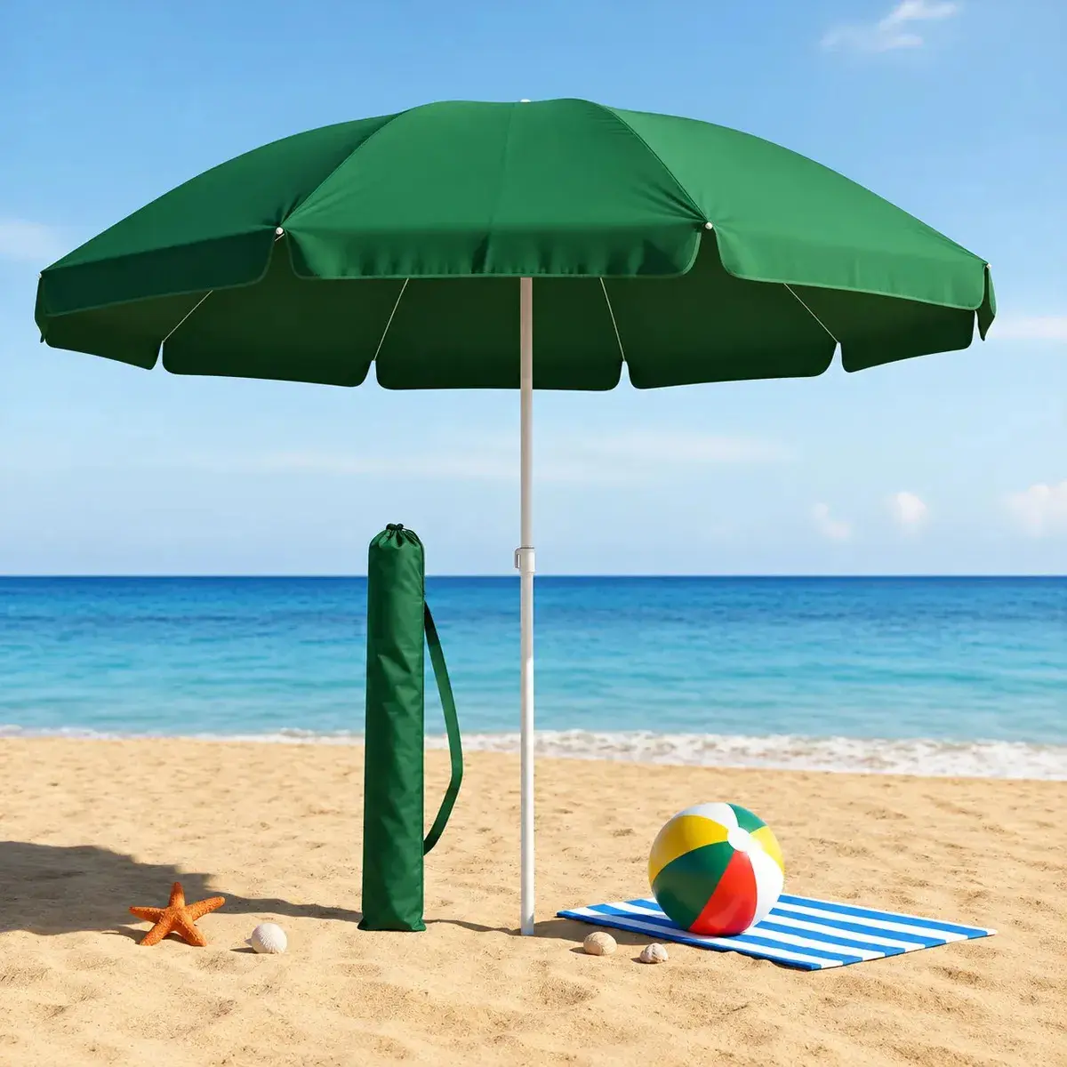 Guarda Sol Gigante 2,40m Uv Praia Piscina Camping Pesca Verão Cor Verde Vai De Tech