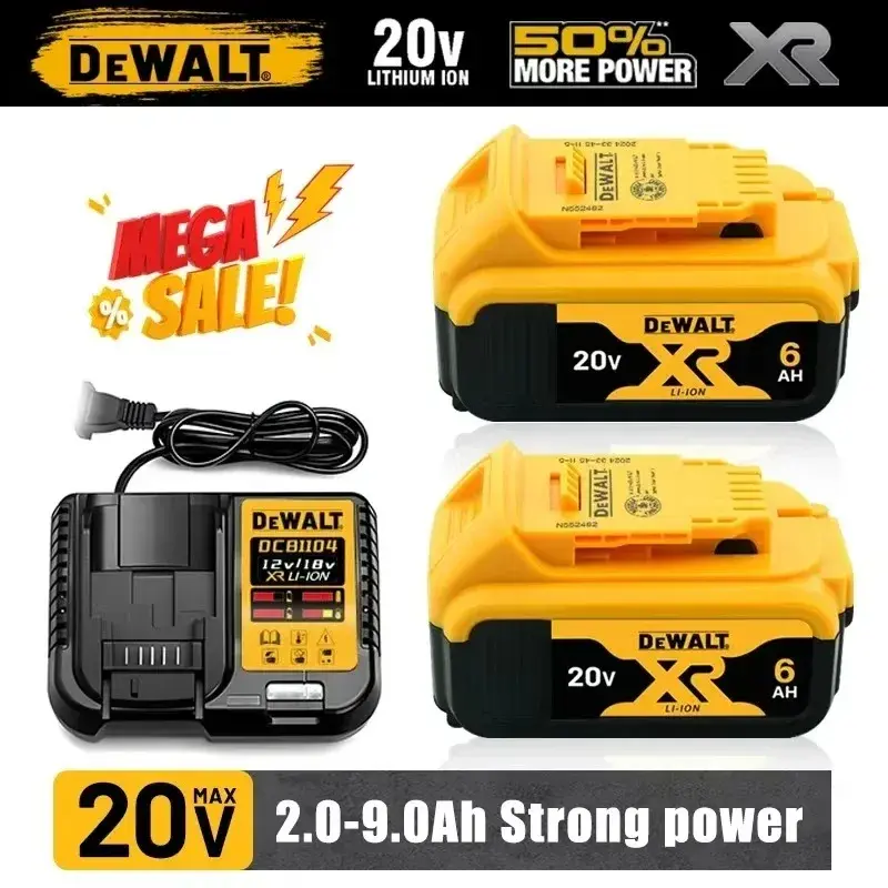 Bateria Original DeWALT 20V 6000mAh para Ferramentas Elétricas DCB206 DCB205 DCB200 DCF887 DCG405 DCD791 DCF922 DCF850 DCD805 - 1