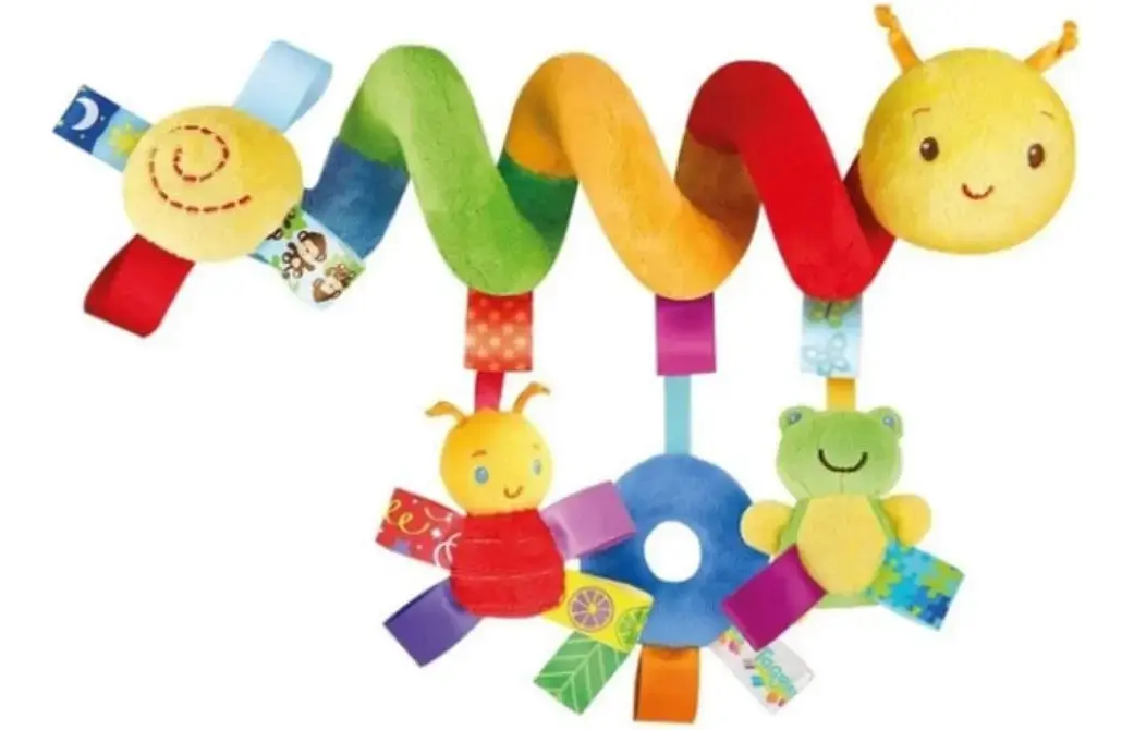 Móbile Centopeia Espiral Bebe Carrinho Com Chocalho Diversao Cor Amarelo - 1