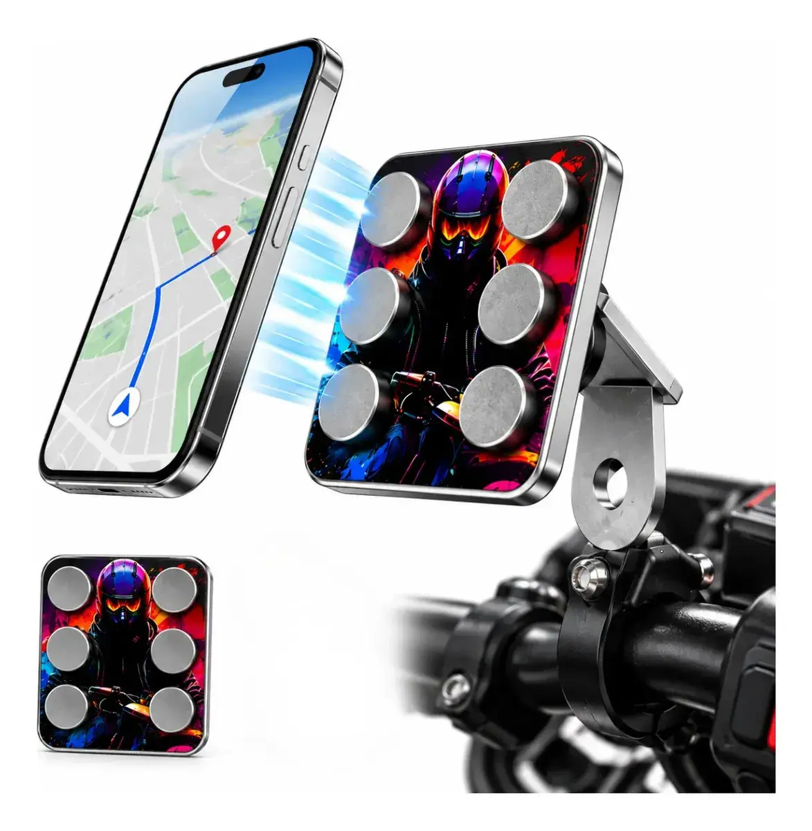 Suporte Magnético Celular Moto Bike Imã Neodímio Extra Forte Reforçado Resistente Para Motoboy Gps - Multicontrol - 1