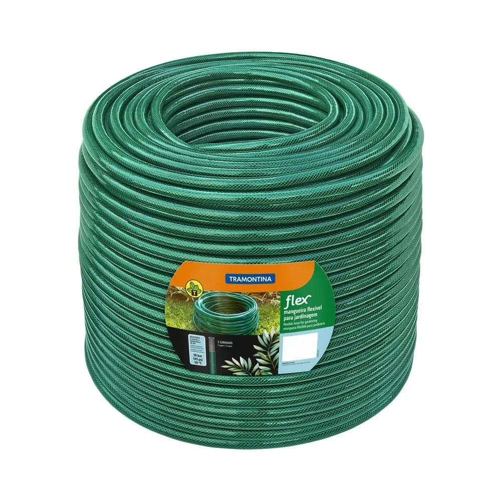 Tramontina Mangueira Flex em PVC 3 Camadas, 100 m, Verde