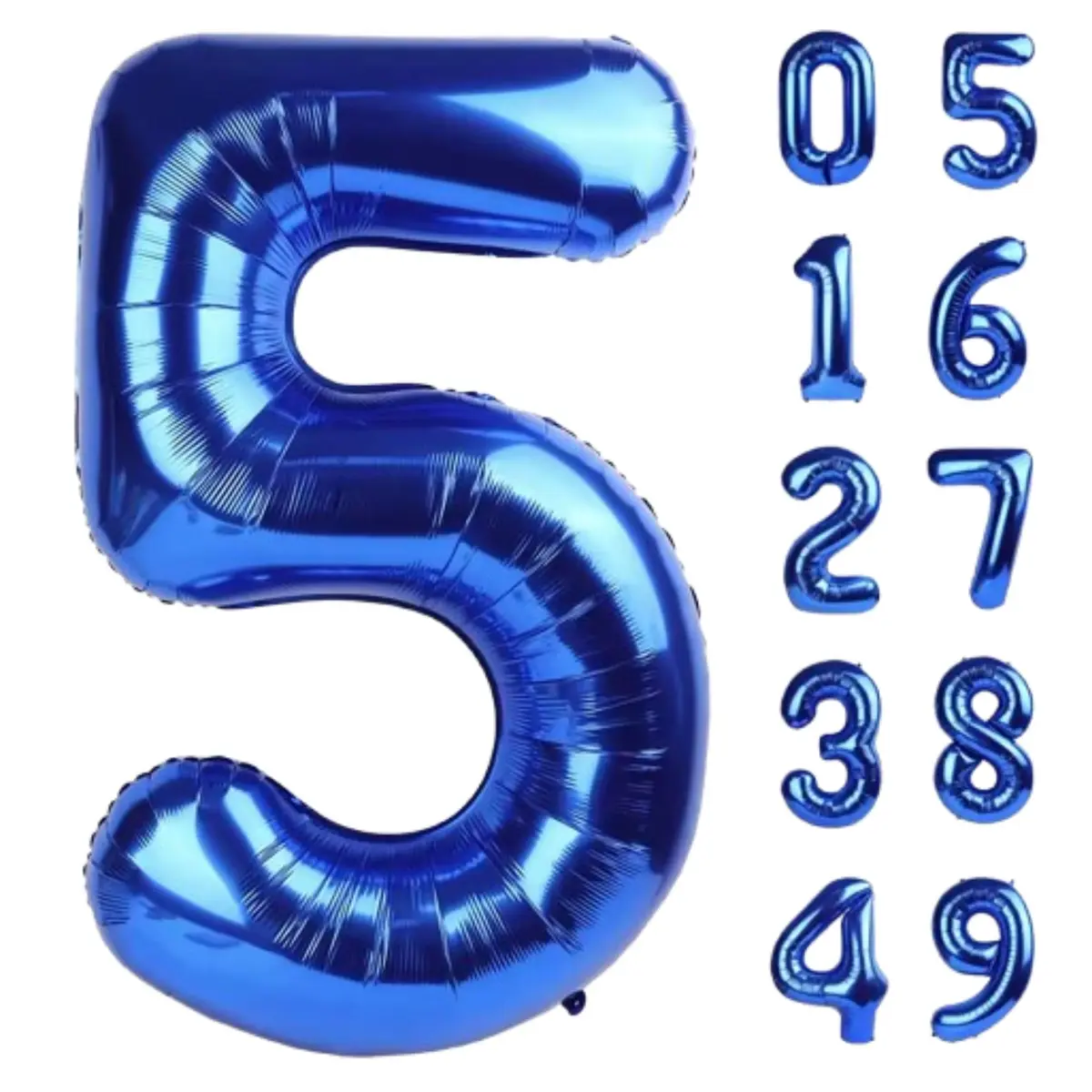 Balão Número Azul 75cm Metalizado Grande para Decoração de Festa, Aniversário Adulto Infantil 1 a 9 (Azul, N5)