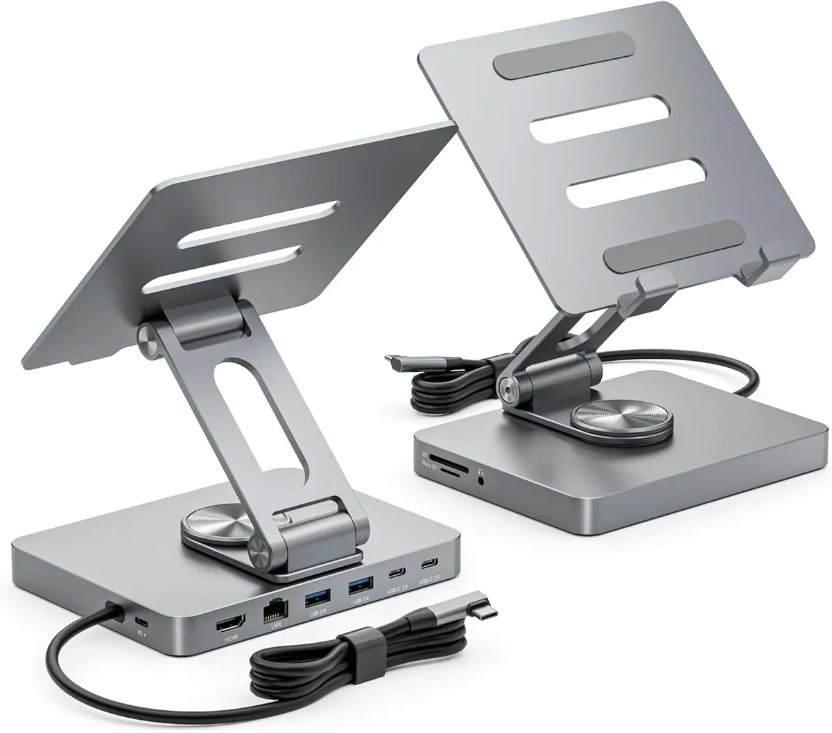Suporte do hub USB C, 10 em 1 adaptador multiporta giratório para estação de acoplamento M4 M3 M2 polegadas 4K 60Hz HDMI, PD, leitor de cartão SD/TF, USB 3.0, áudio de 3,5 mm - 1