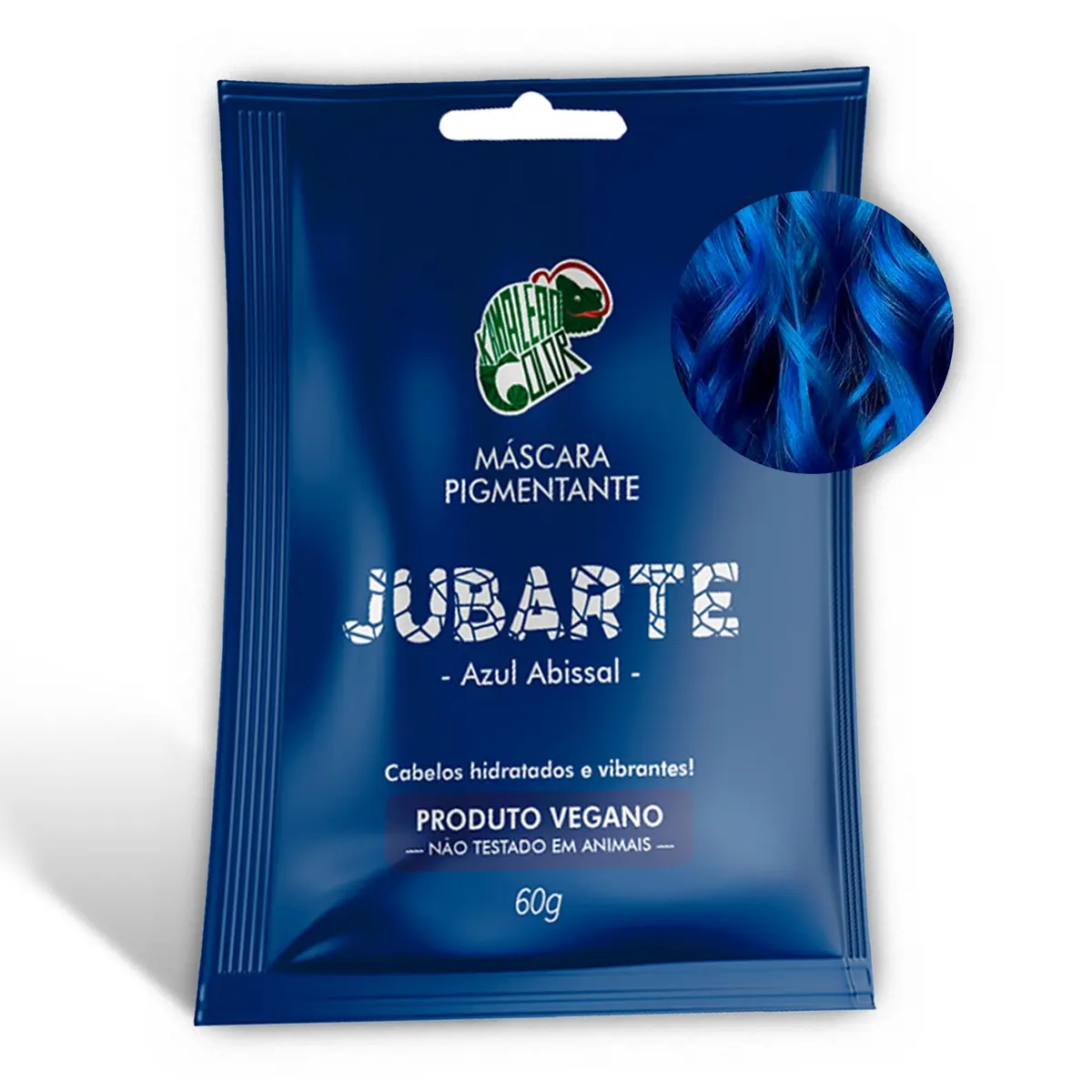 Kamaleão Color – Máscara Pigmentante Semi-Permanente - Cores Vibrantes e Hidratação Intensa – Low Poo, Vegano, Cruelty Free – Sachê 60g - Jubarte - 1
